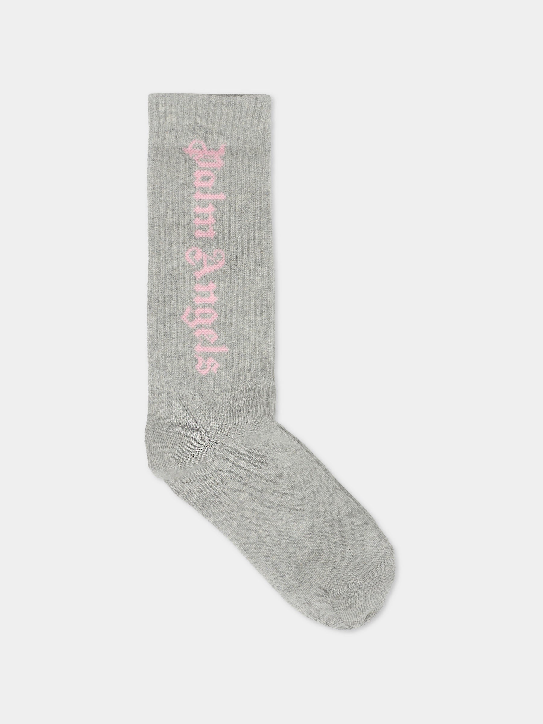 Calze grigie per bambina con logo,Palm Angels,PGRA005C99KNI005083B