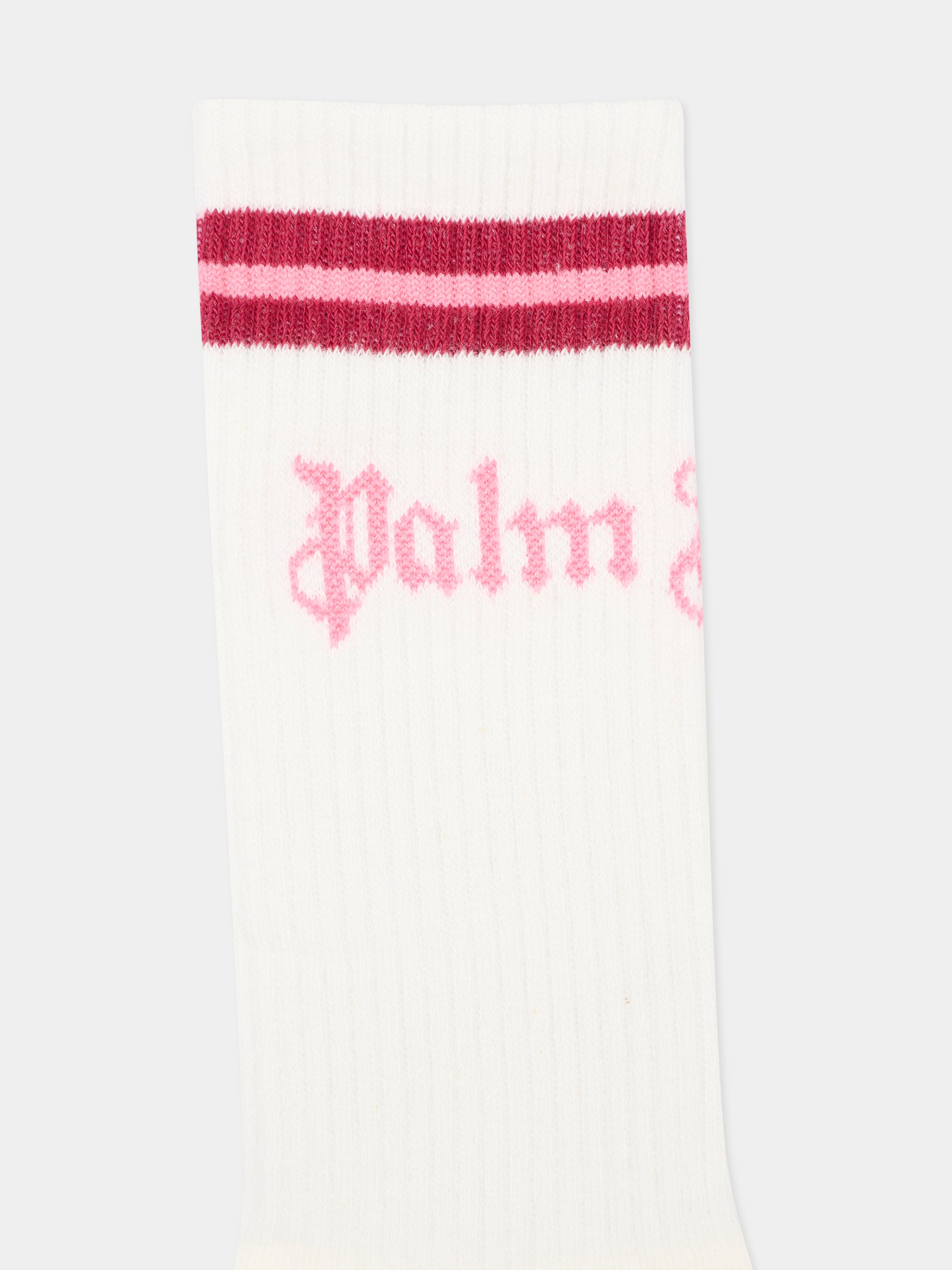 Calze bianche per bambina con logo,Palm Angels,PGRA005F25KNI0010330