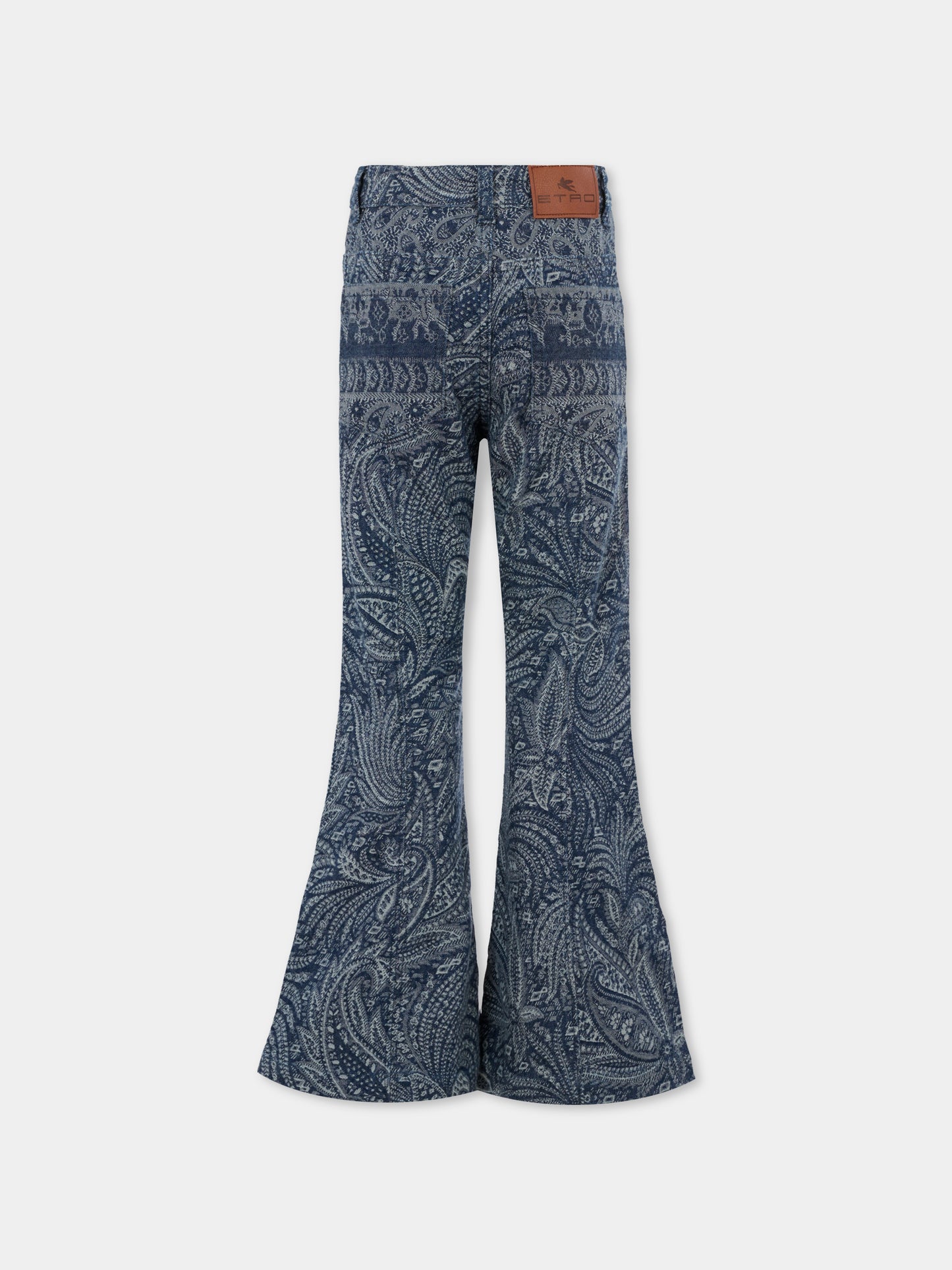 Jeans denim per bambina con stampa paisley,Etro,GX6A00 D0122 620BC