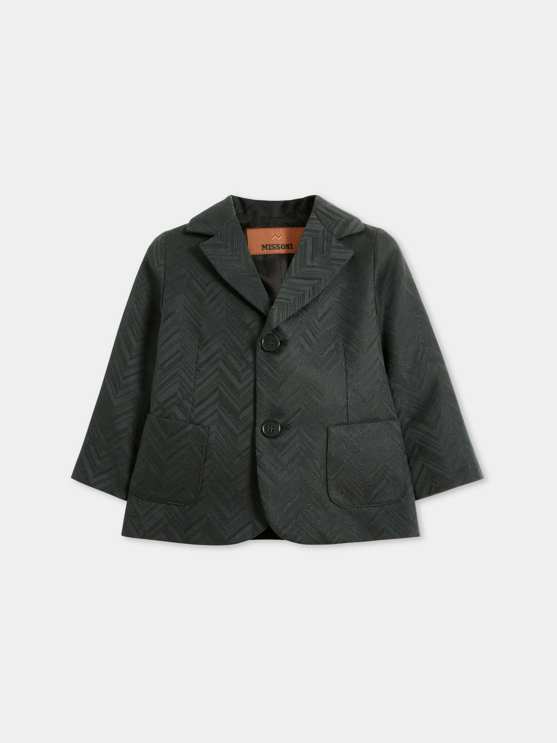 Giacca nera per neonato con motivo chevron,Missoni,MX2504-G0187 930