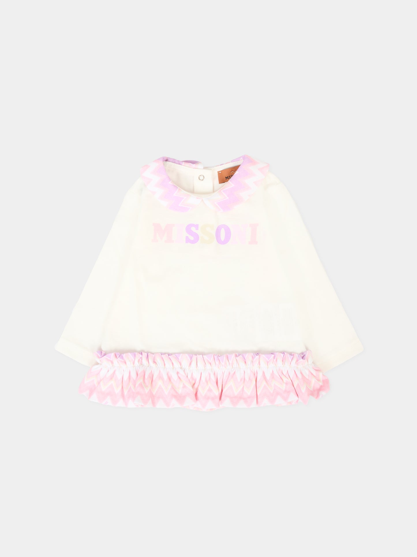 T-shirt avorio per neonata con logo,Missoni,MX8030-J0177 101RS