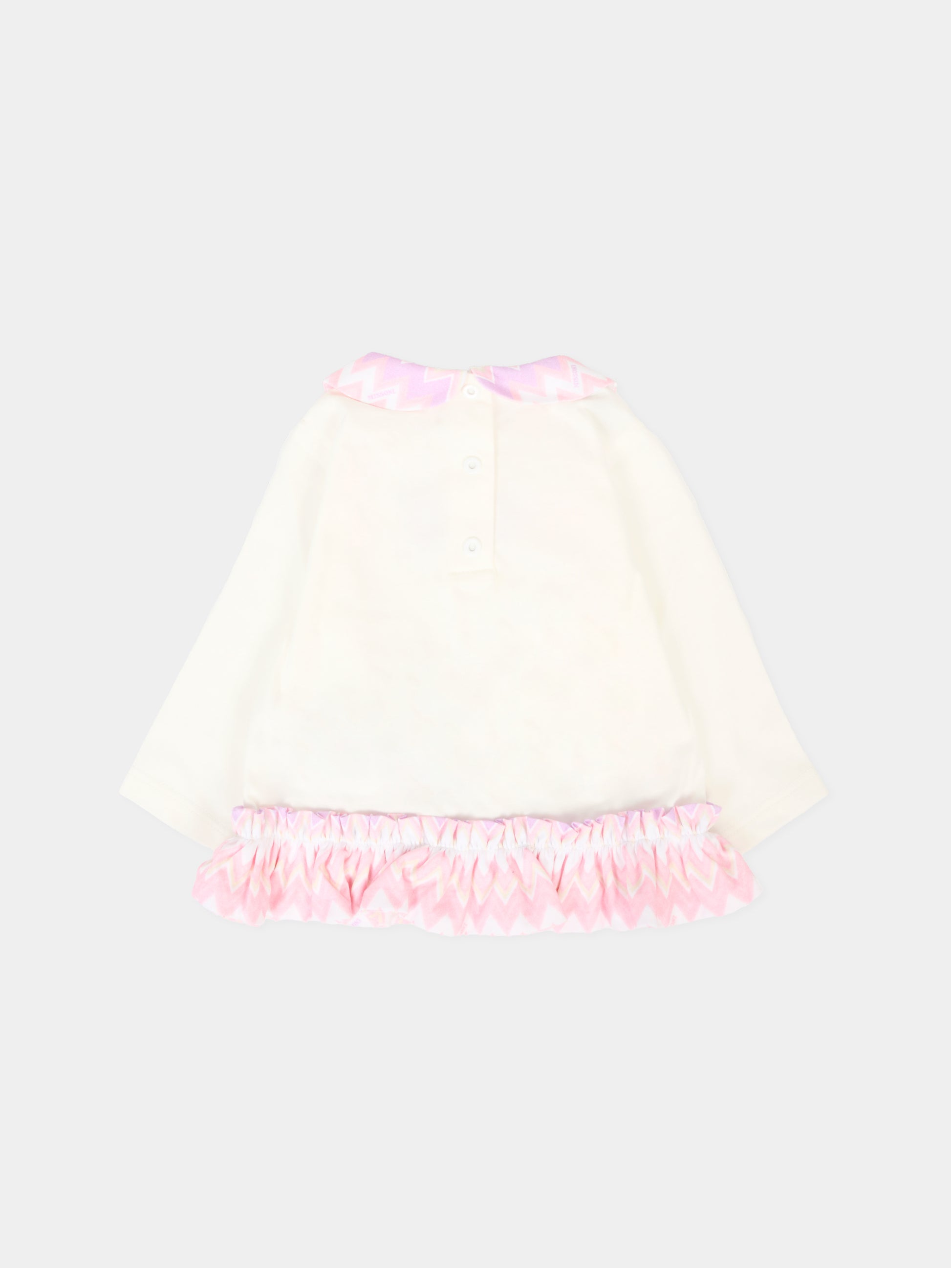 T-shirt avorio per neonata con logo,Missoni,MX8030-J0177 101RS