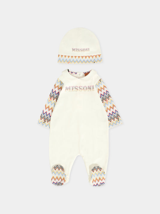 Set tutine avorio per neonato con motivo chevron,Missoni,MXB500-Z3186 101MC