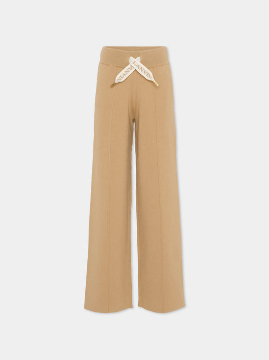 Pantaloni beige per bambina con logo,Lanvin Petite,N30274 P51