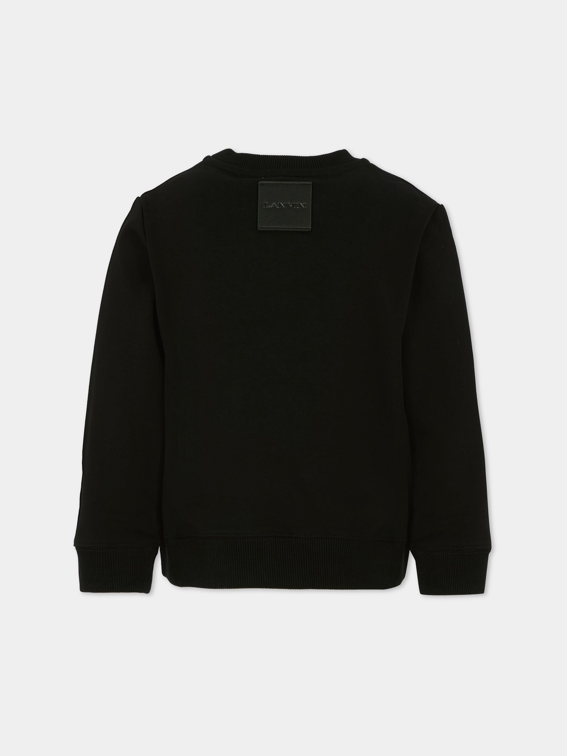 Felpa nera per bambini con logo,Lanvin Petite,N30284 09B