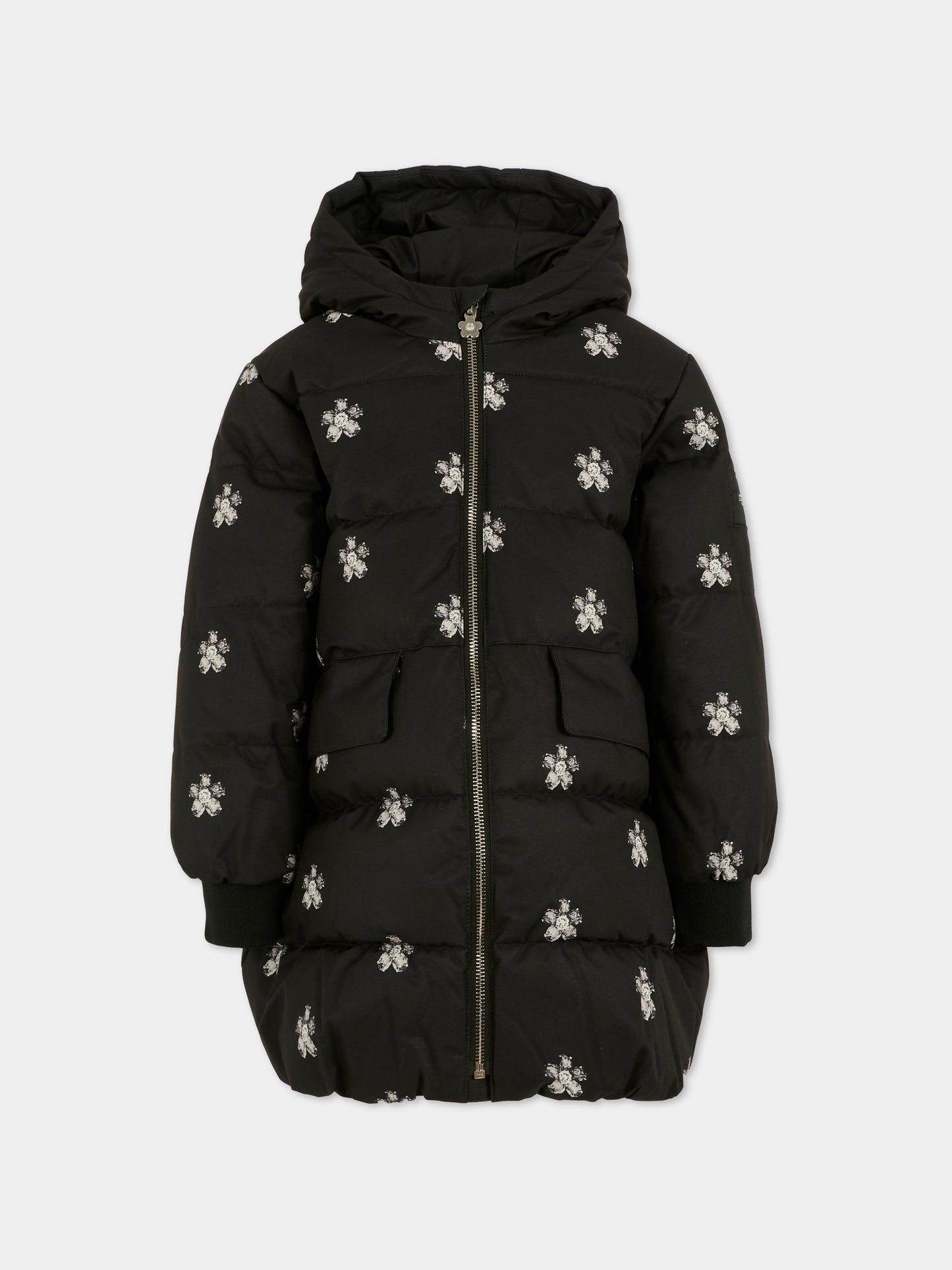 Piumino nero per bambina con margherite,Marc Jacobs,W60564 09B