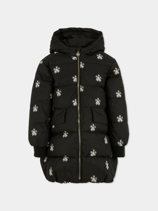 Piumino nero per bambina con margherite,Marc Jacobs,W60564 09B
