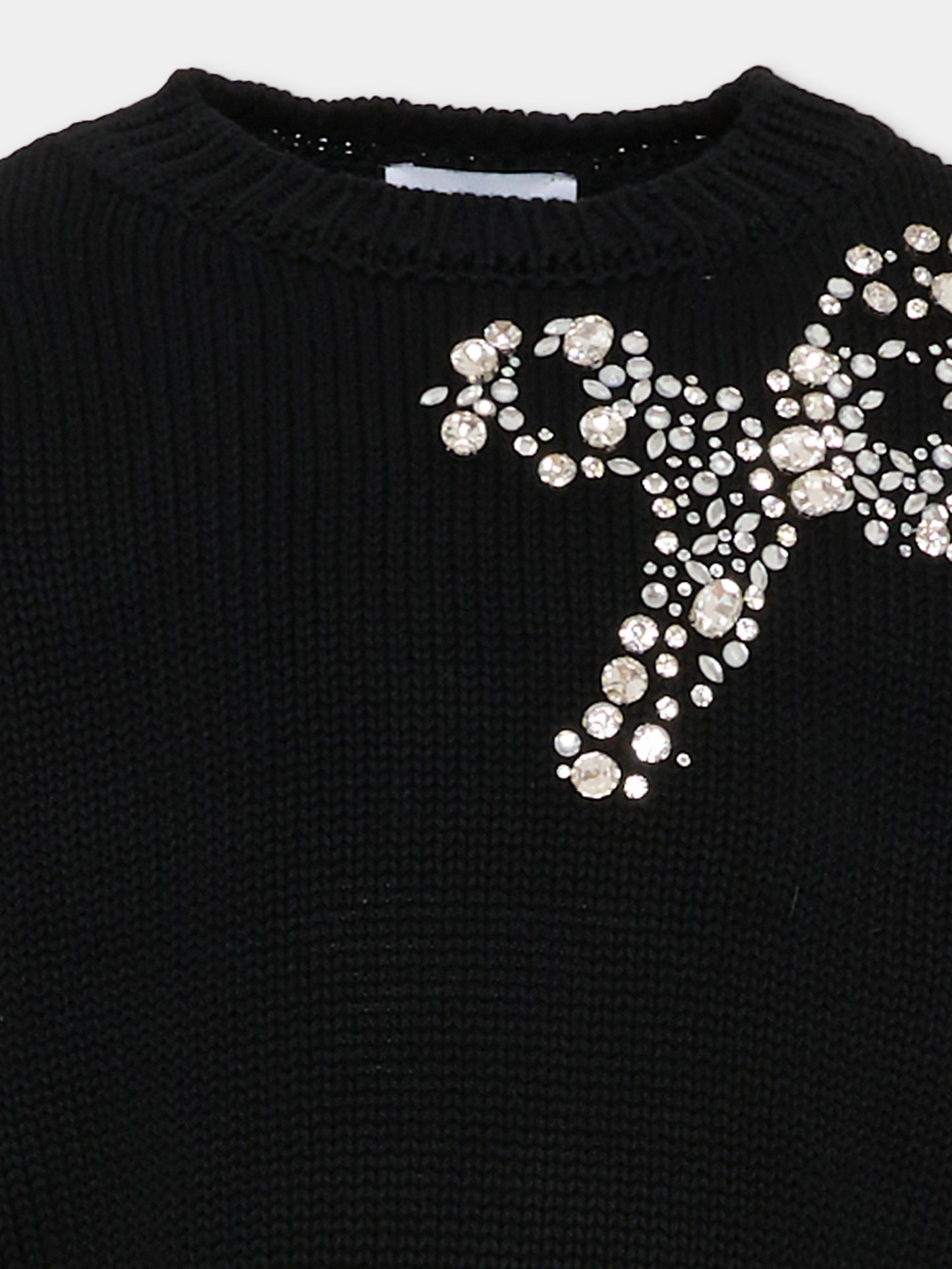 Maglione crop nero per bambina con fiocco,Marc Jacobs,W60569 09B