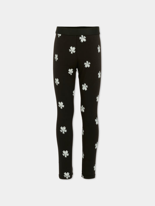 Leggings neri per bambina con fiori all over,Marc Jacobs,W60592 09B