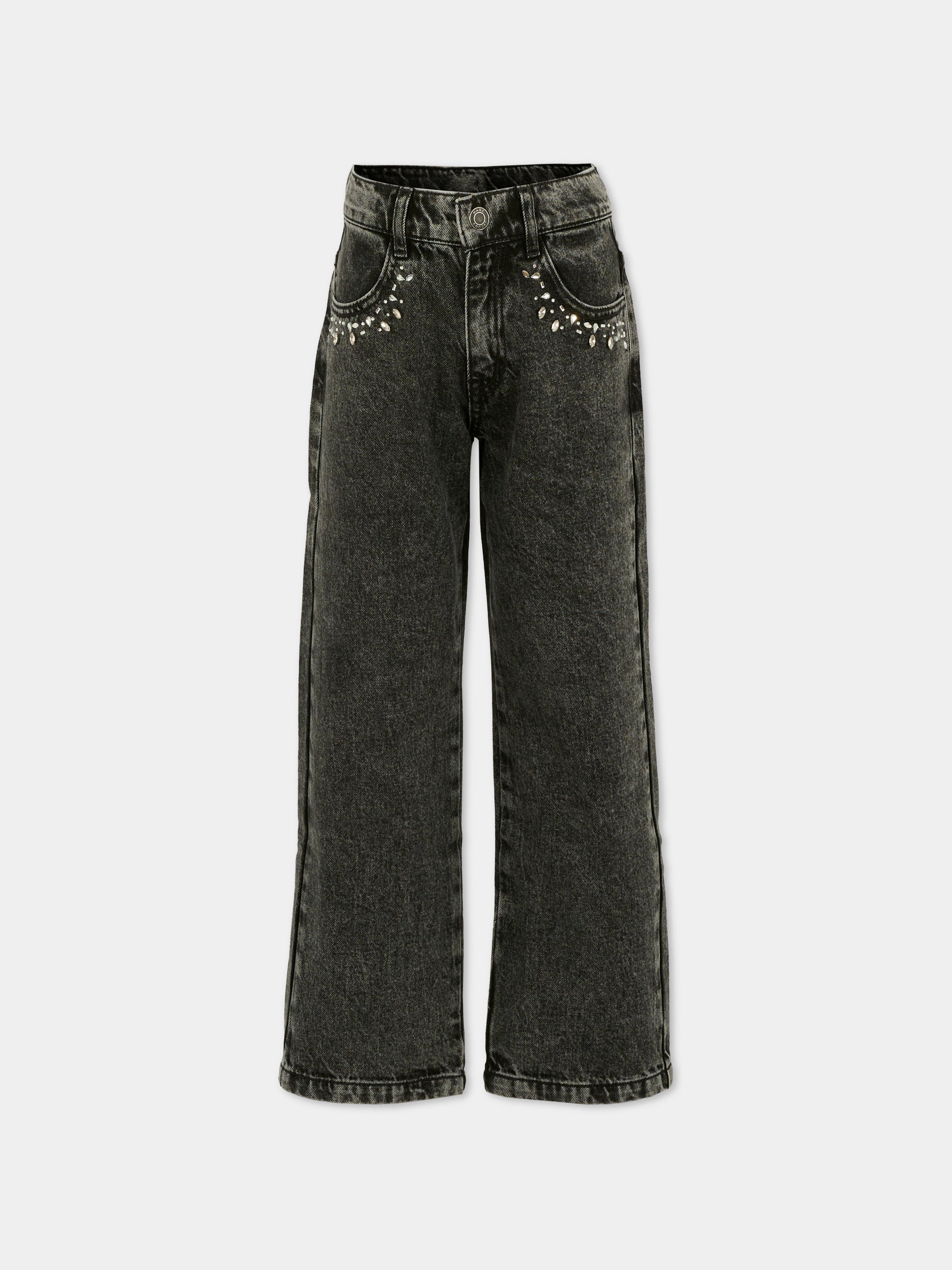 Jeans neri per bambina con pietre,Marc Jacobs,W60594 Z11