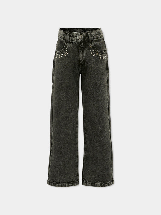 Jeans neri per bambina con pietre,Marc Jacobs,W60594 Z11
