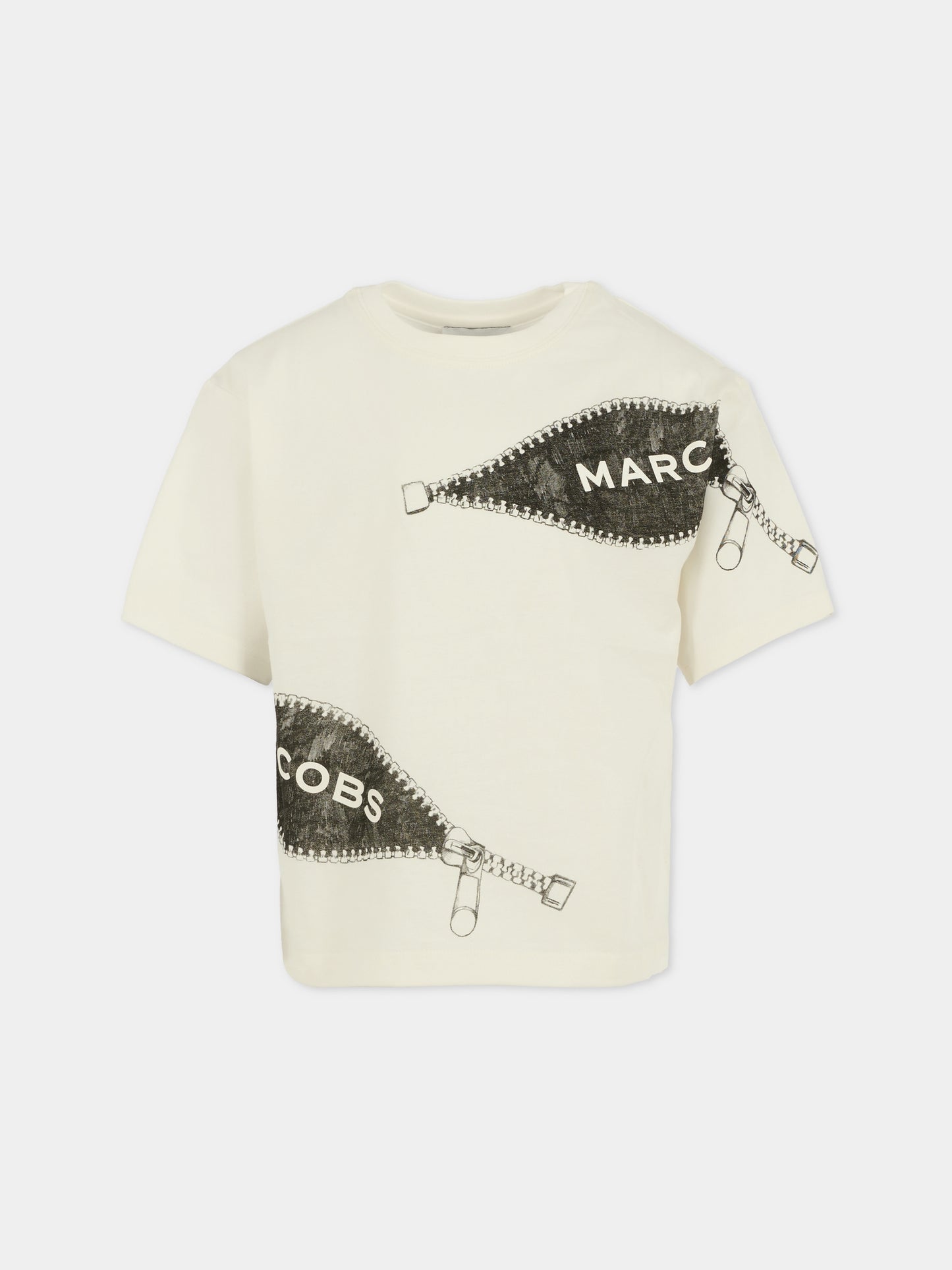 T-shirt avorio per bambino con logo e zip,Marc Jacobs,W60637 126