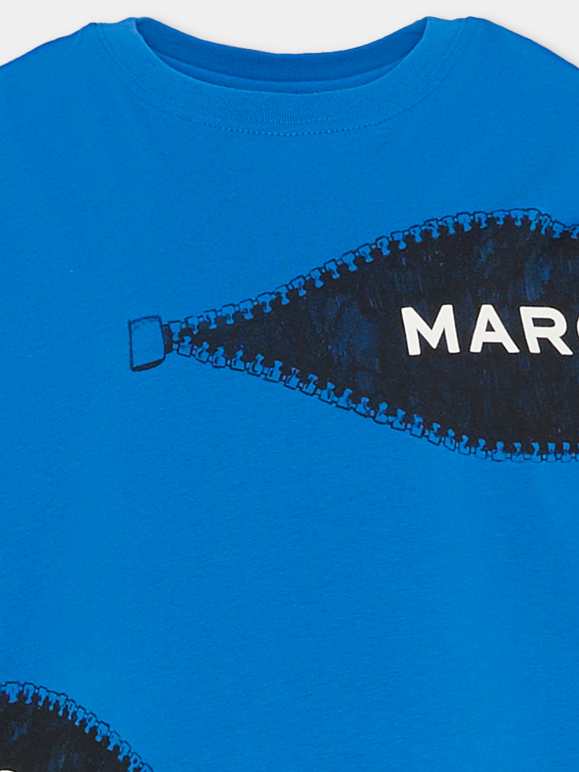 T-shirt blu per bambino con logo e zip,Marc Jacobs,W60637 872