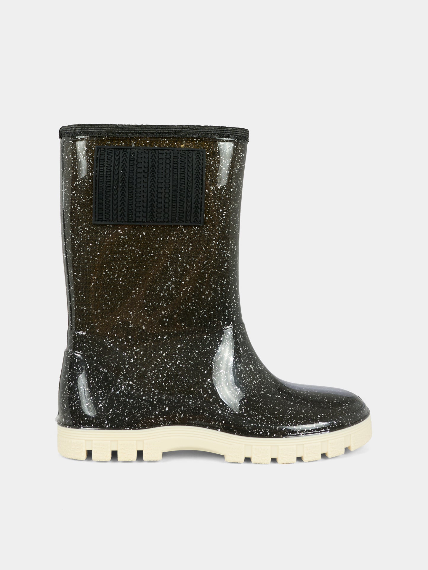 Stivali da pioggia neri per bambina con patch,Marc Jacobs,W60673 09B