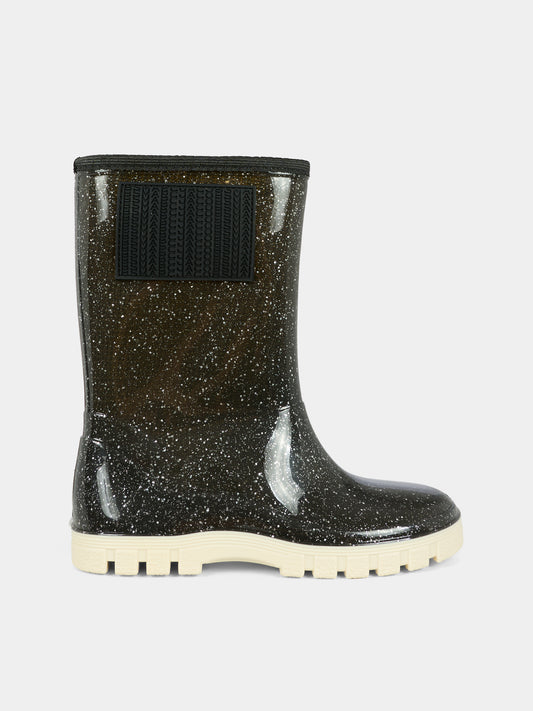 Stivali da pioggia neri per bambina con patch,Marc Jacobs,W60673 09B