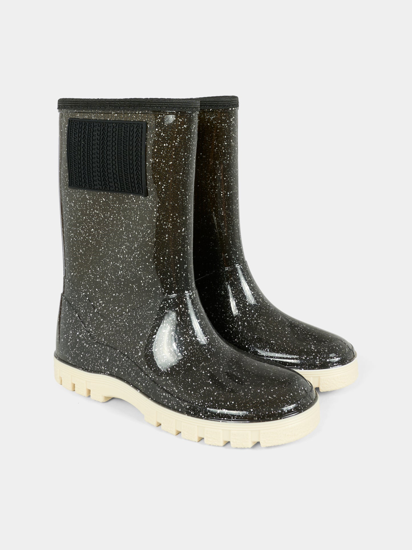 Stivali da pioggia neri per bambina con patch,Marc Jacobs,W60673 09B