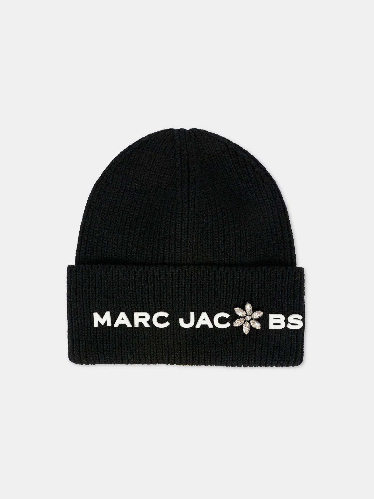 Berretto nero per bambina con logo e fiore,Marc Jacobs,W60675 09B