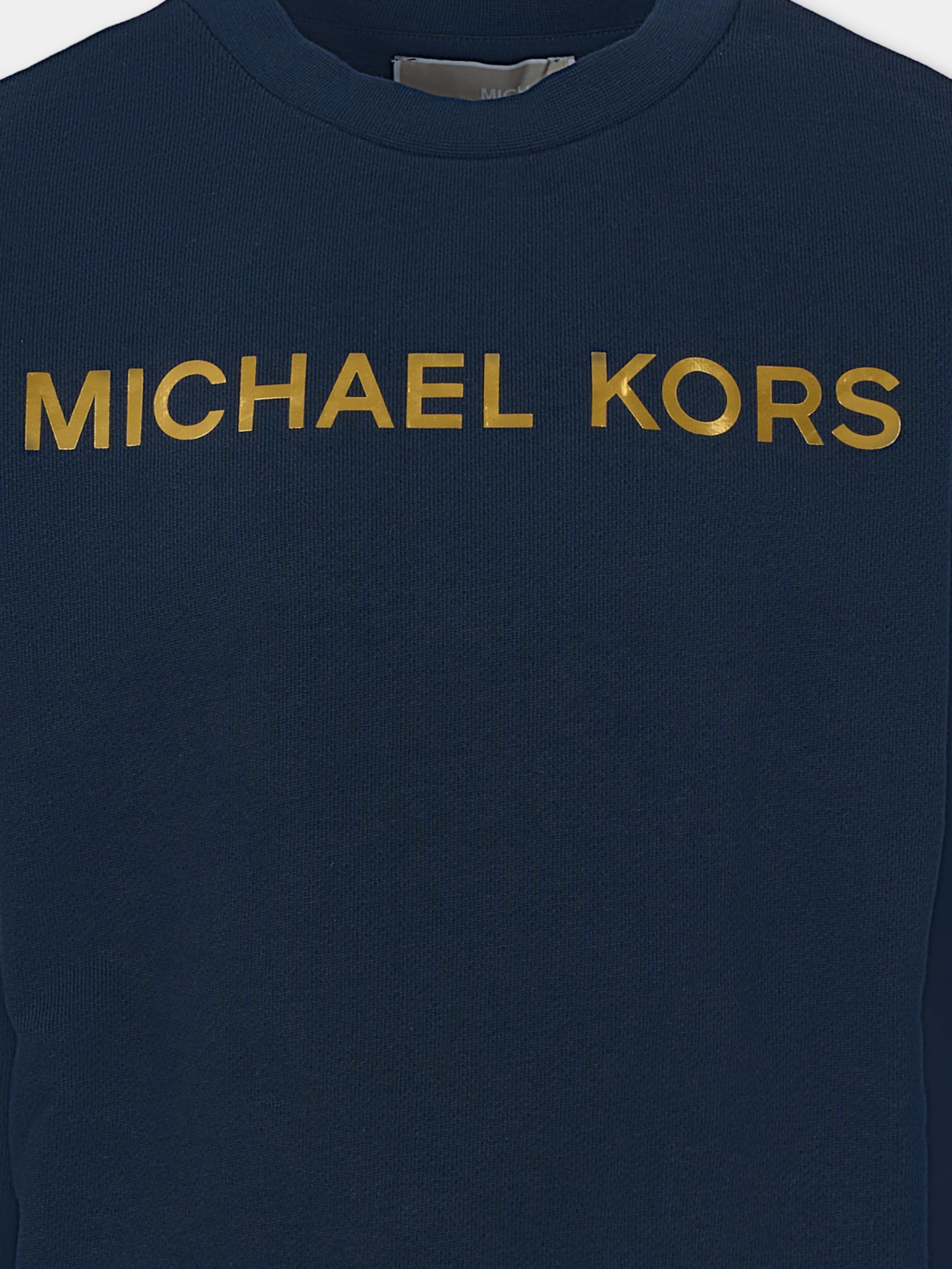 Felpa blu per bambina con logo,Michael Kors,R30469 849