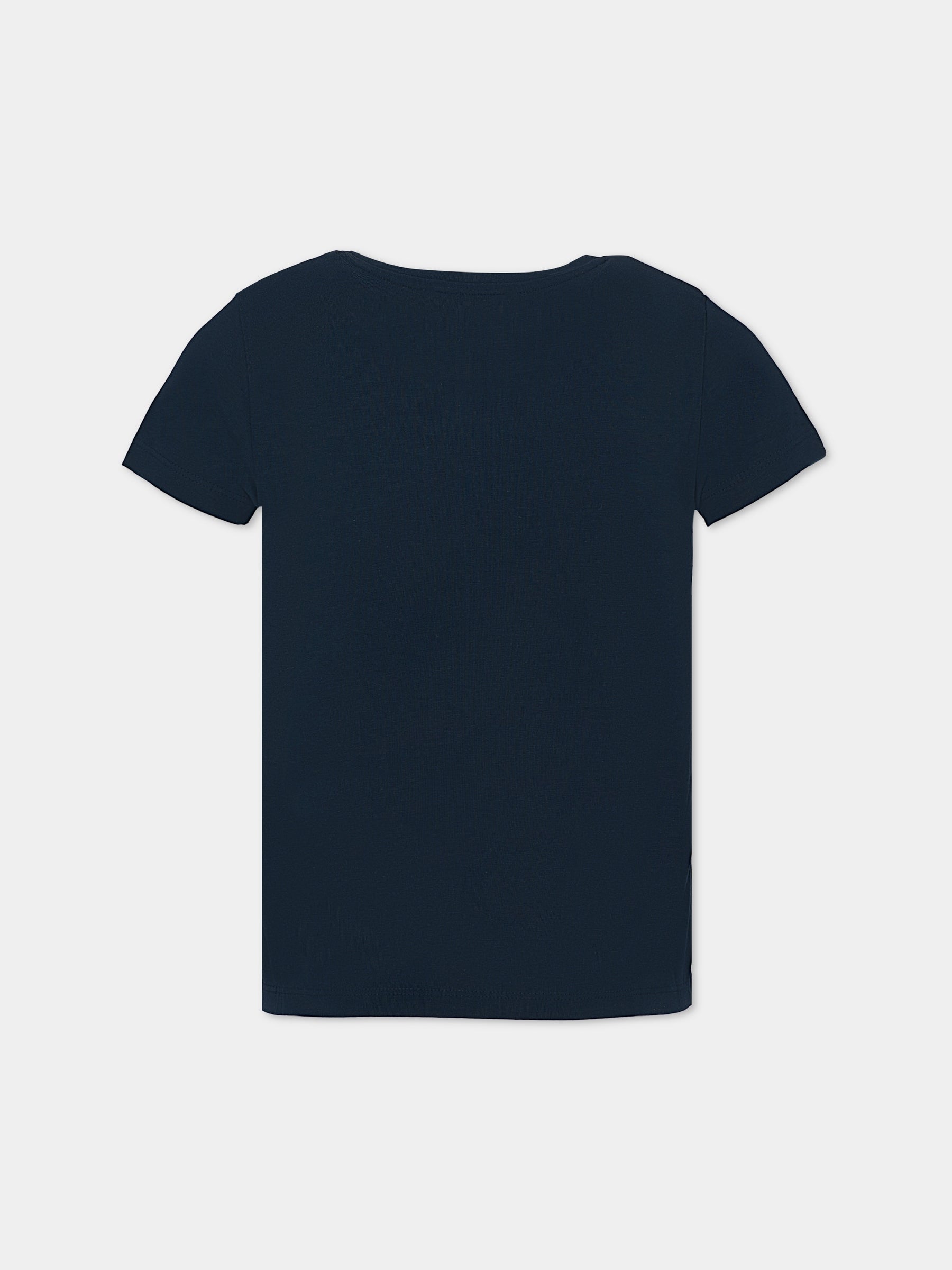 T-shirt blu per bambina con logo,Michael Kors,R30492 849