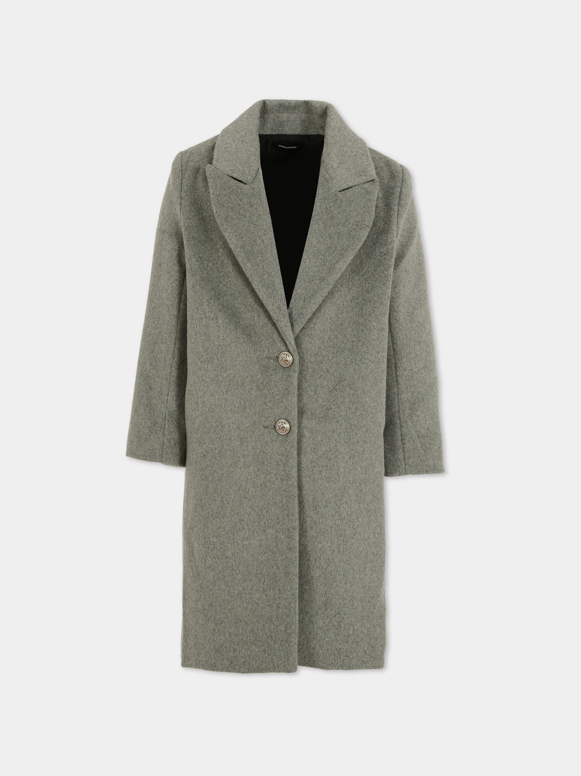 Cappotto grigio per bambina con logo,Zadig & Voltaire Kids,X60422 A46