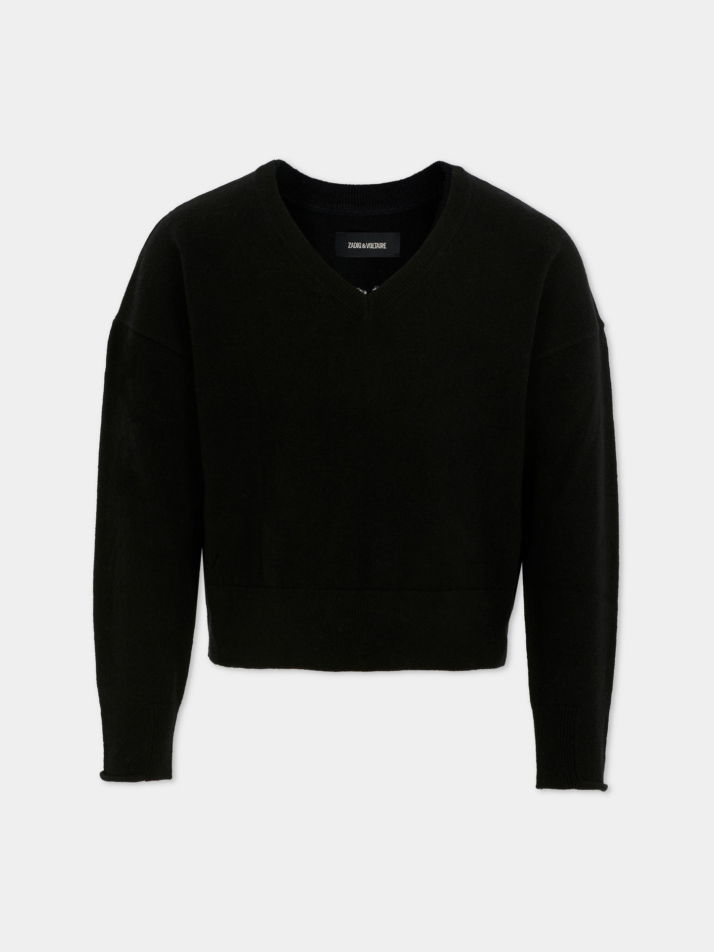 Maglione crop nero per bambina con scritta,Zadig & Voltaire Kids,X60430 09B