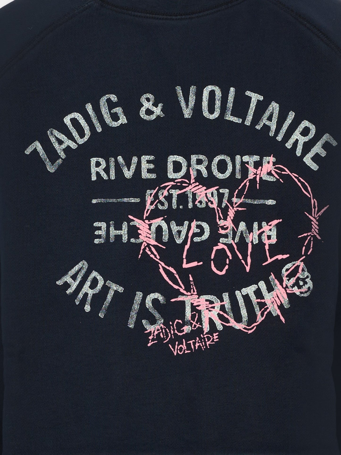 Felpa blu per bambina con logo,Zadig & Voltaire Kids,X60436 83D