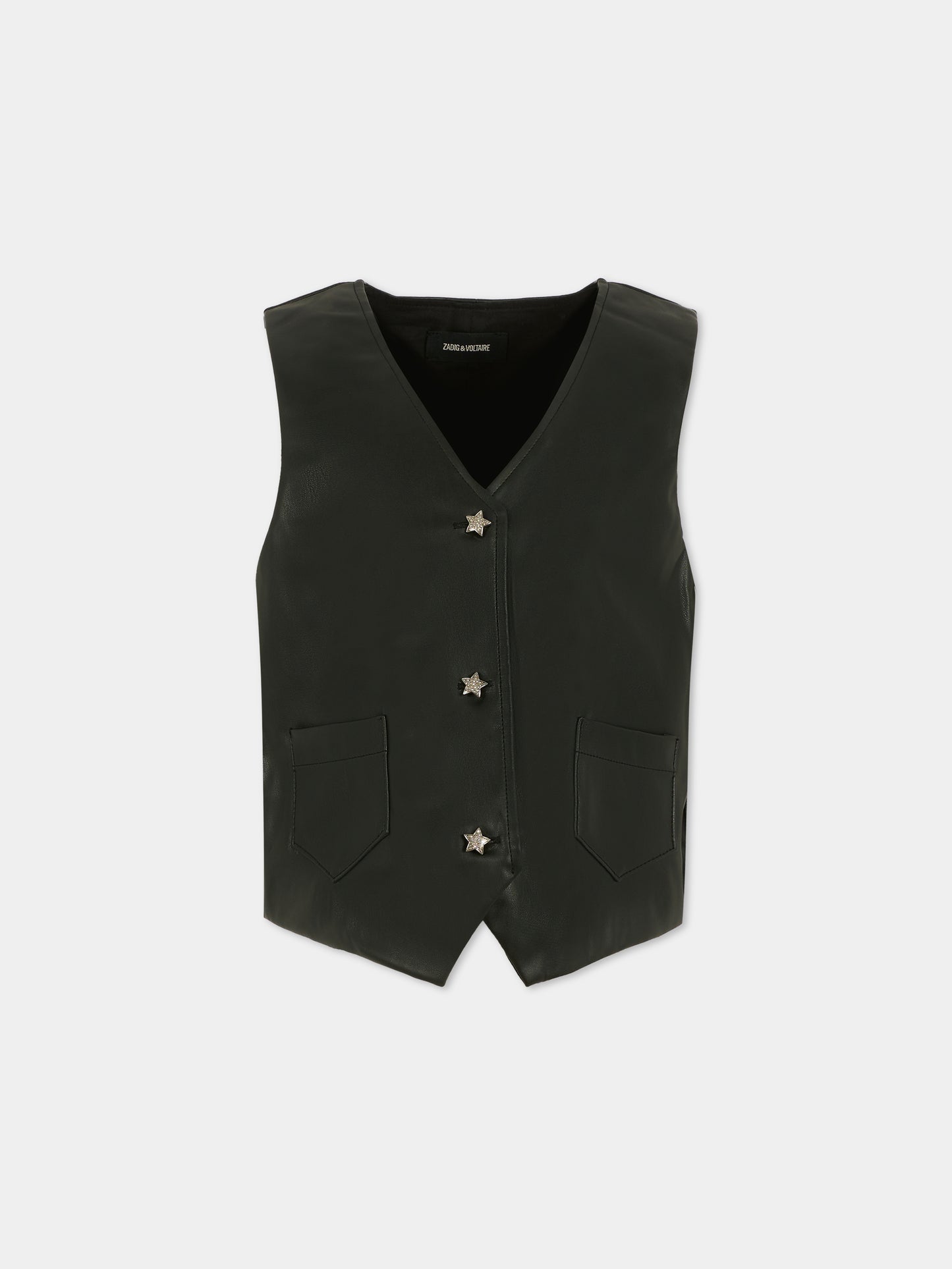 Gilet nero per bambina con stelle,Zadig & Voltaire Kids,X60454 09B