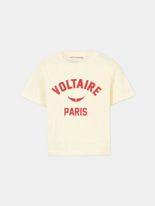 T-shirt avorio per bambini con logo,Zadig & Voltaire Kids,X60459 195