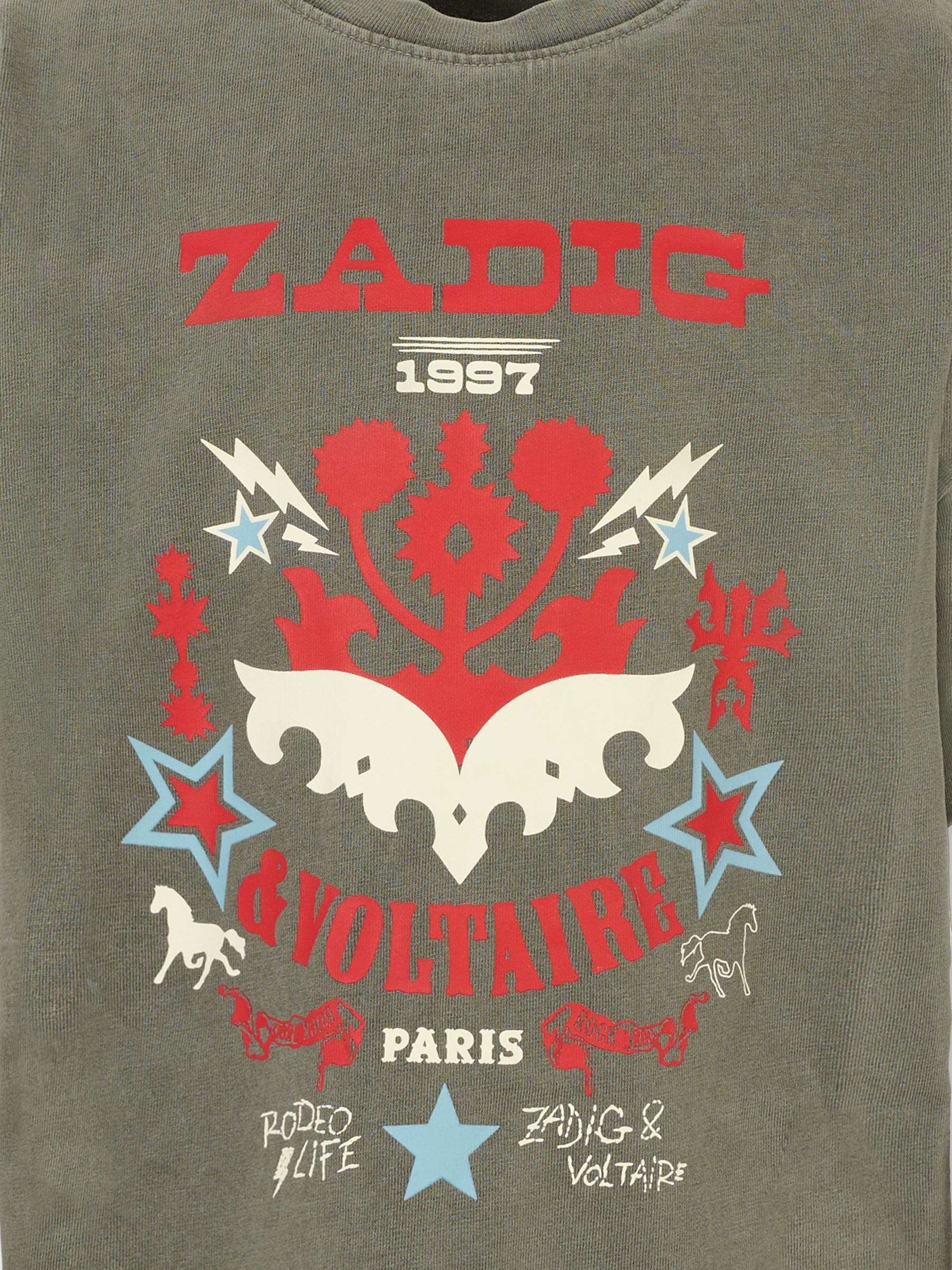 T-shirt grigia per bambini con logo,Zadig & Voltaire Kids,X60462 09B
