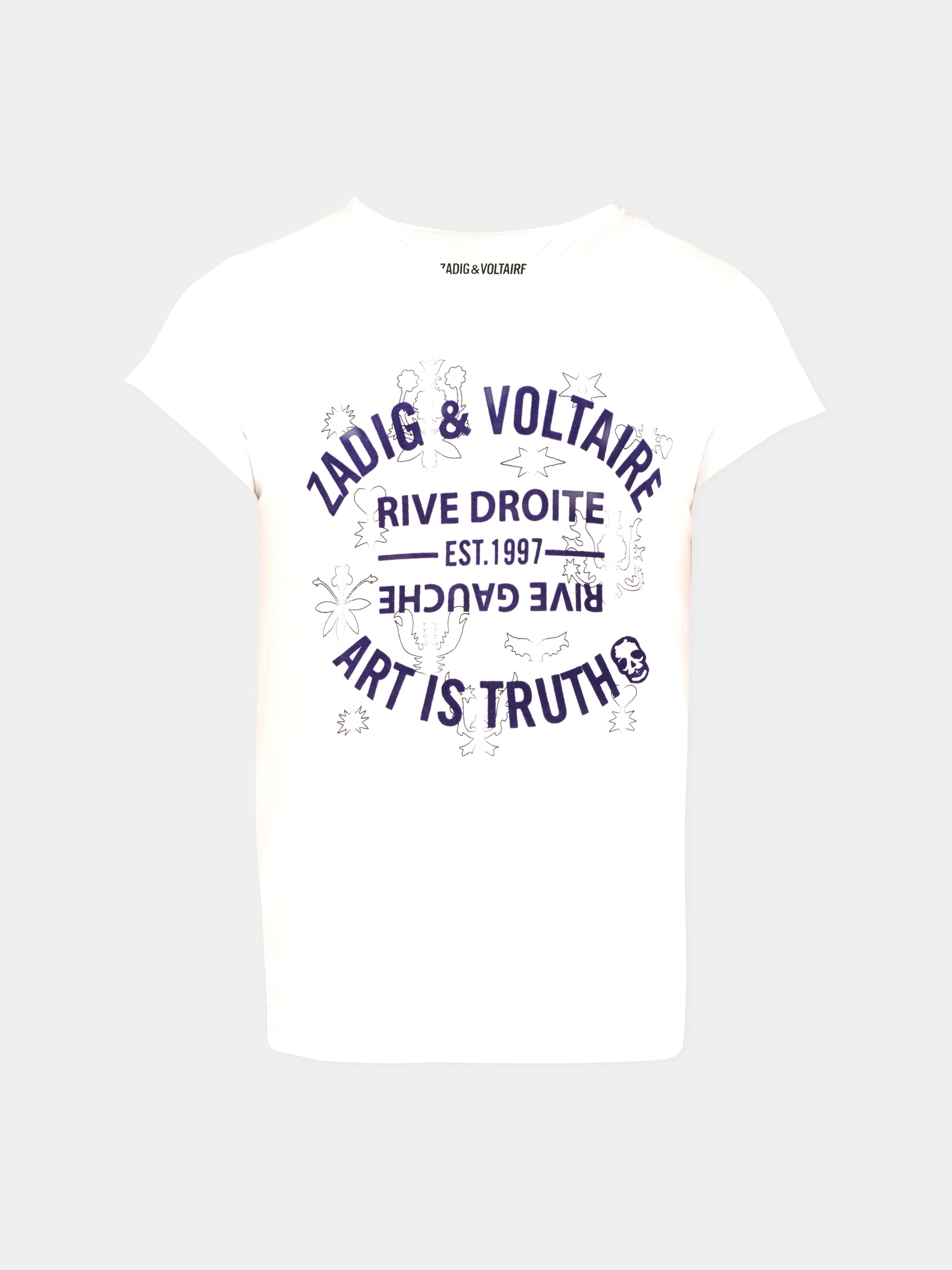 T-shirt bianca per bambina con logo blu,Zadig & Voltaire Kids,X60463 10P
