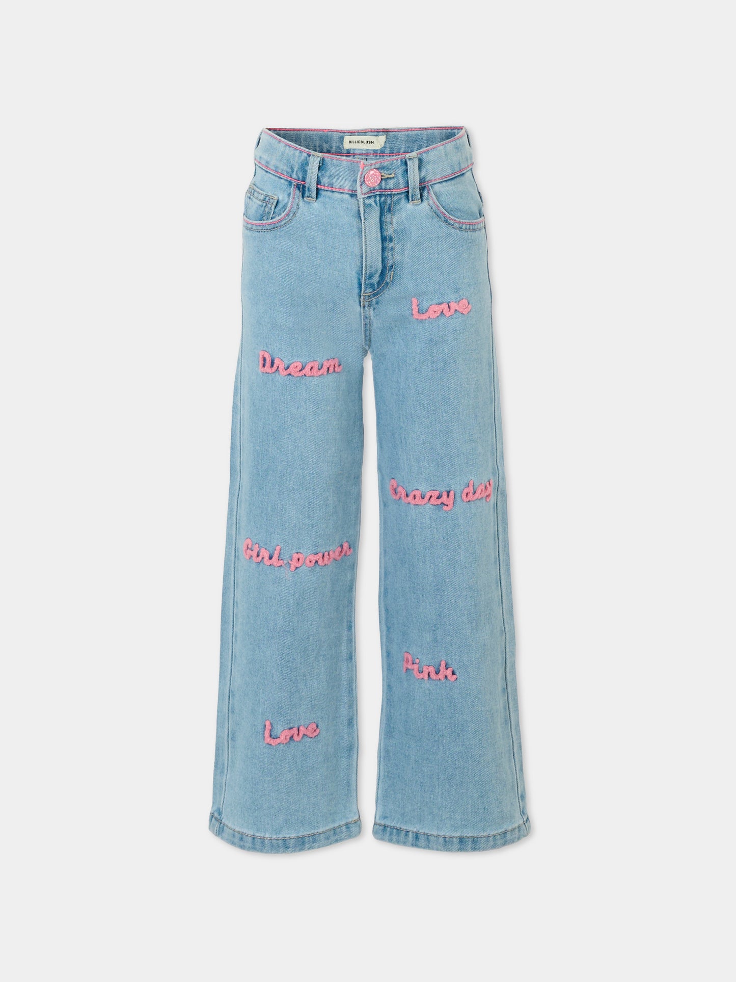 Jeans denim per bambina con scritte,Billieblush,U21591 Z18