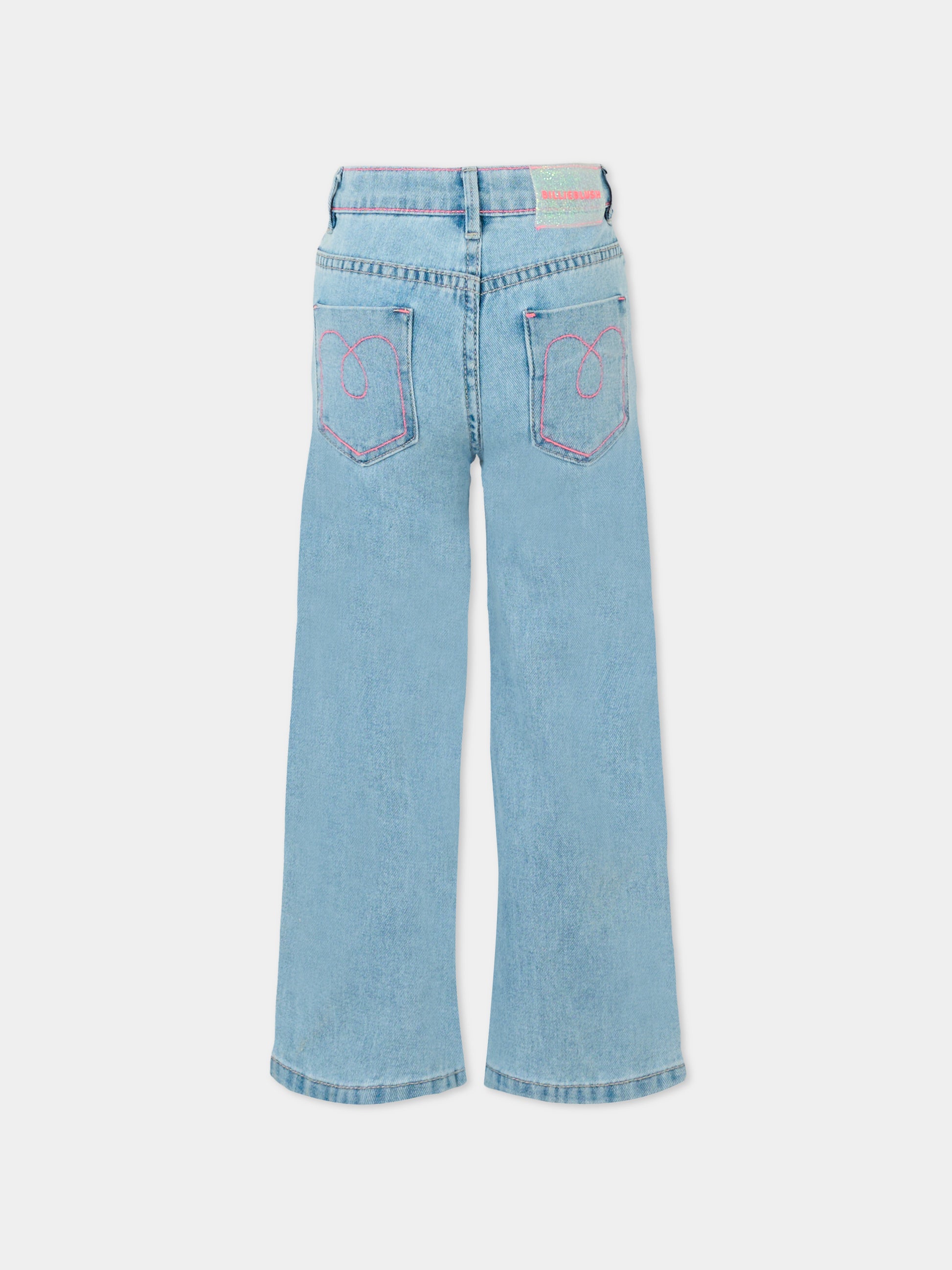 Jeans denim per bambina con scritte,Billieblush,U21591 Z18