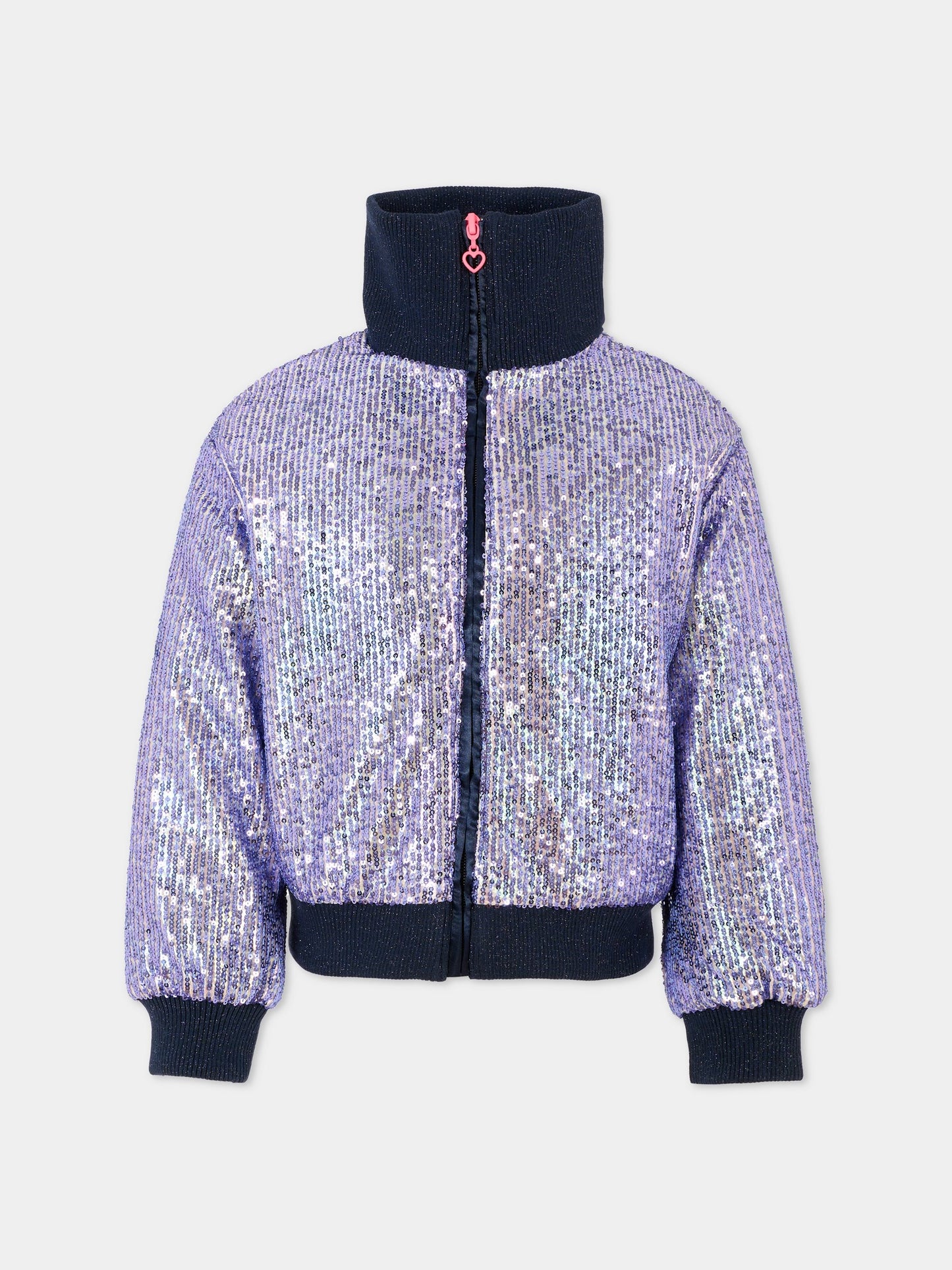 Giubbotto blu per bambina con paillettes,Billieblush,U21595 Z41