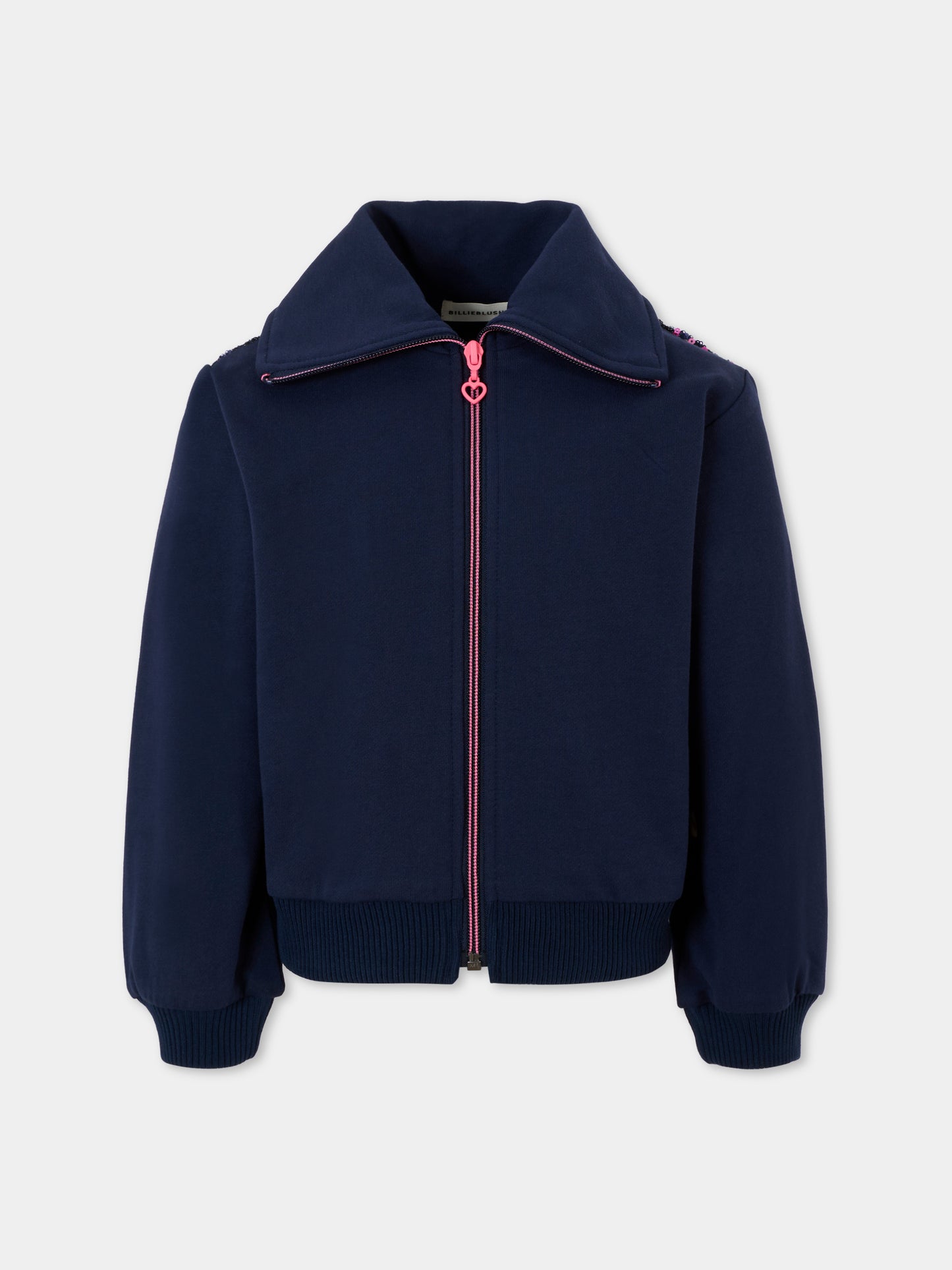 Felpa blu per bambina con cuori,Billieblush,U21605 85T