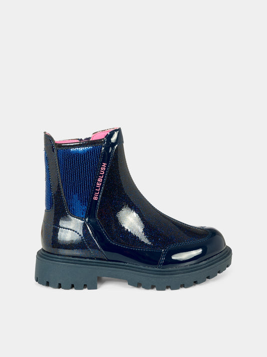 Stivaletti blu per bambina con logo,Billieblush,U21638 85T