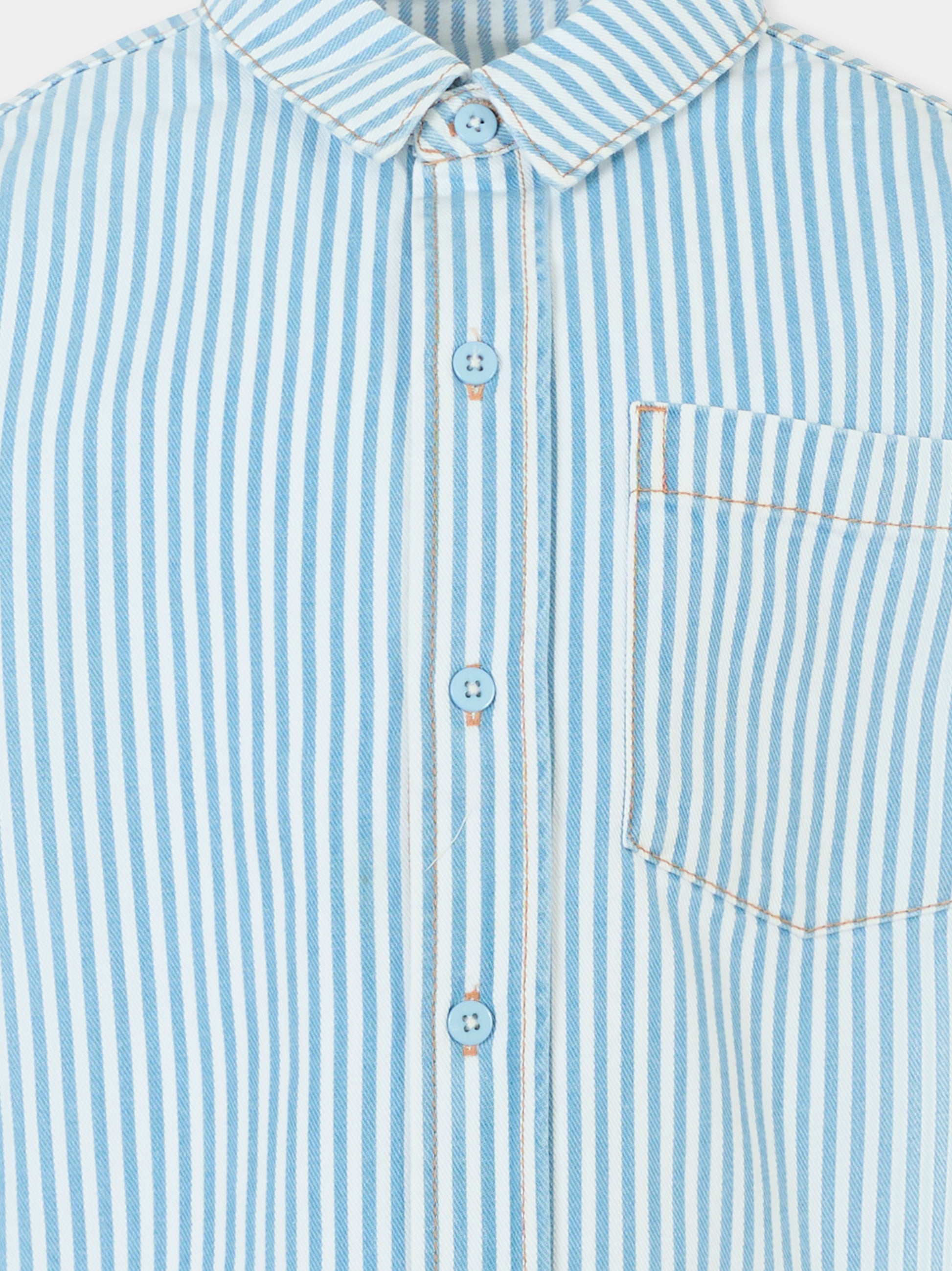 Camicia celeste per bambino con patch,Billieblush,U21194 N48