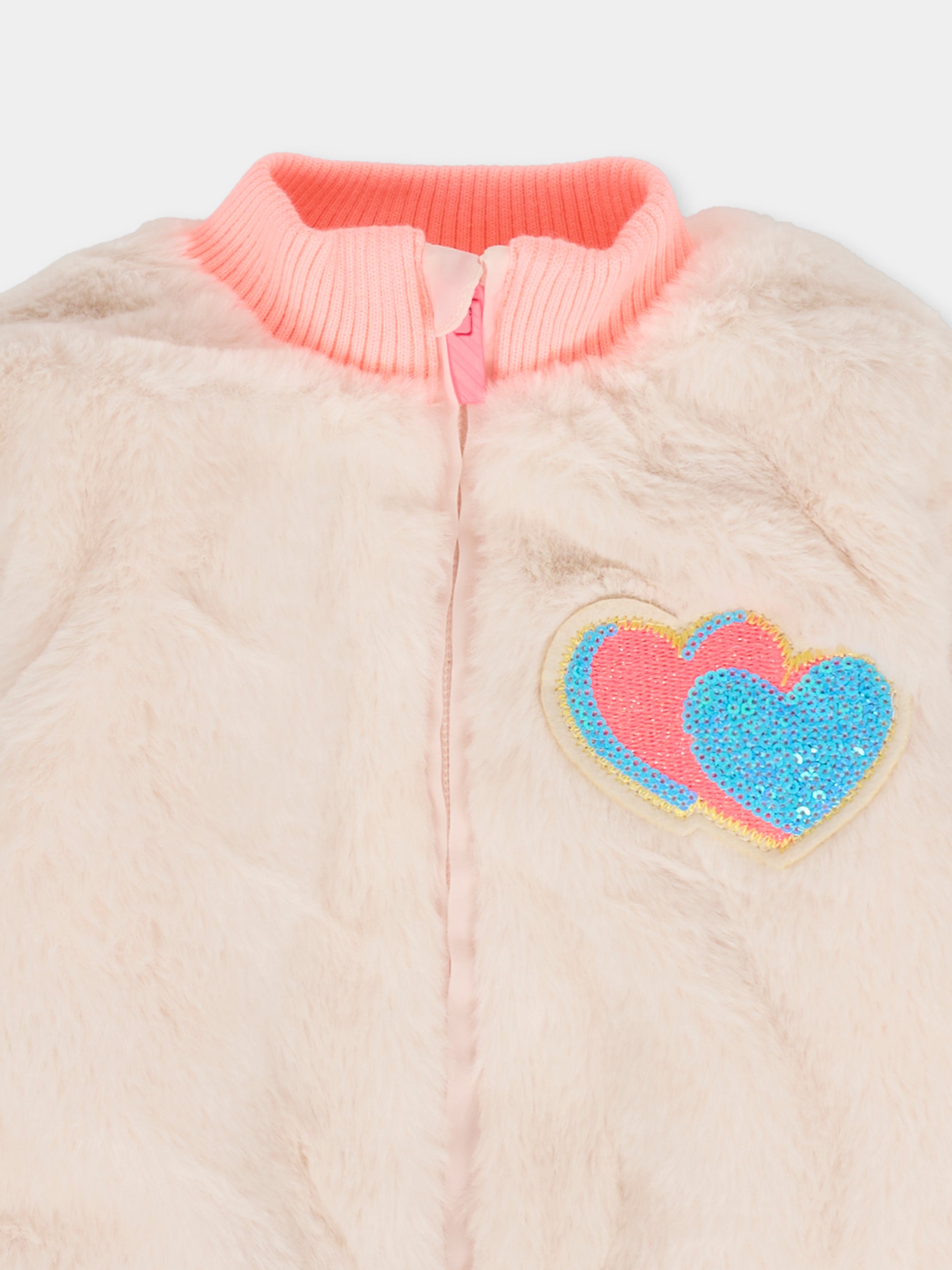 Ecopelliccia rosa per neonata con cuori,Billieblush,U21251 47V