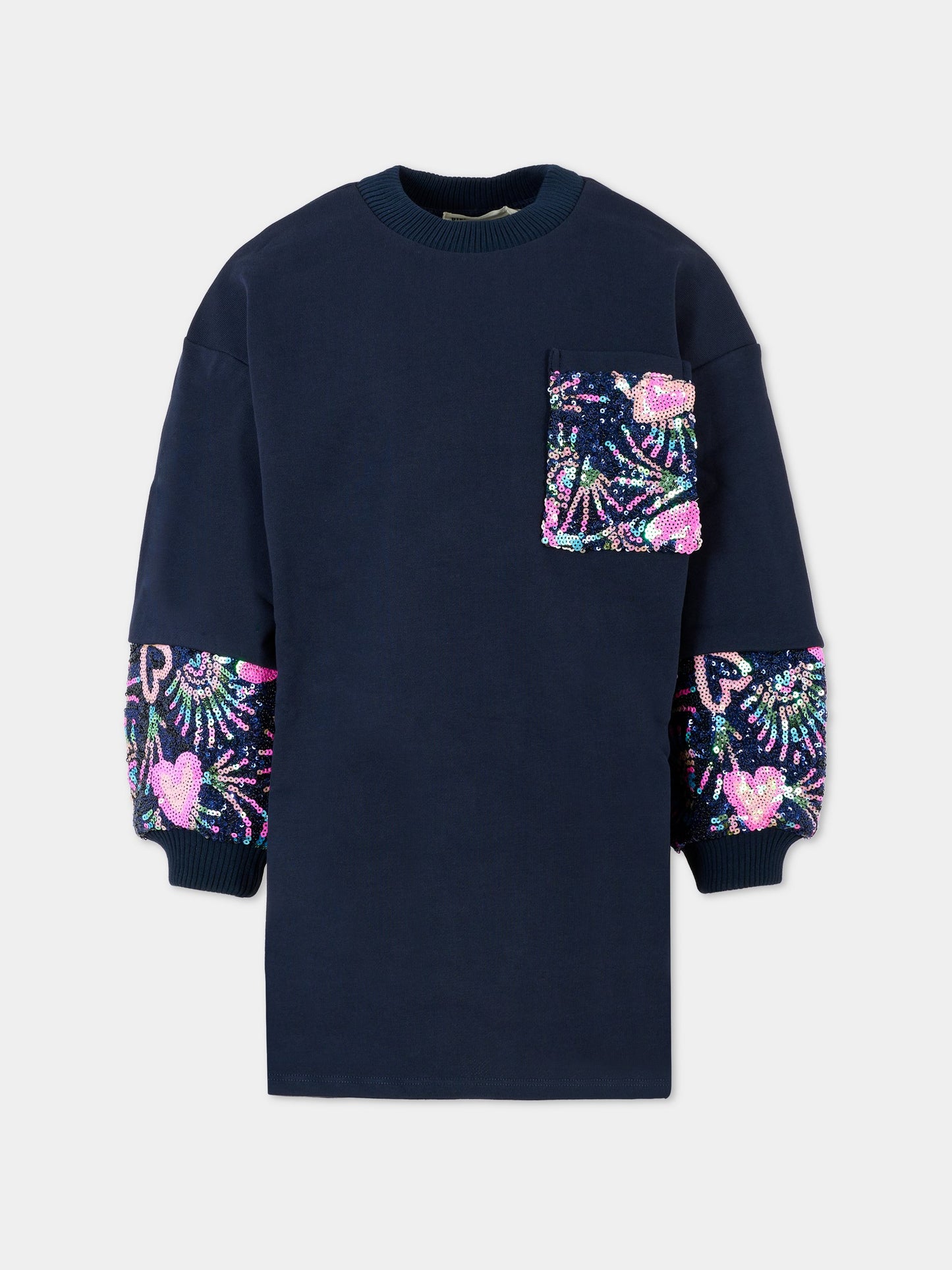 Vestito blu per bambina con paillettes,Billieblush,U21285 85T