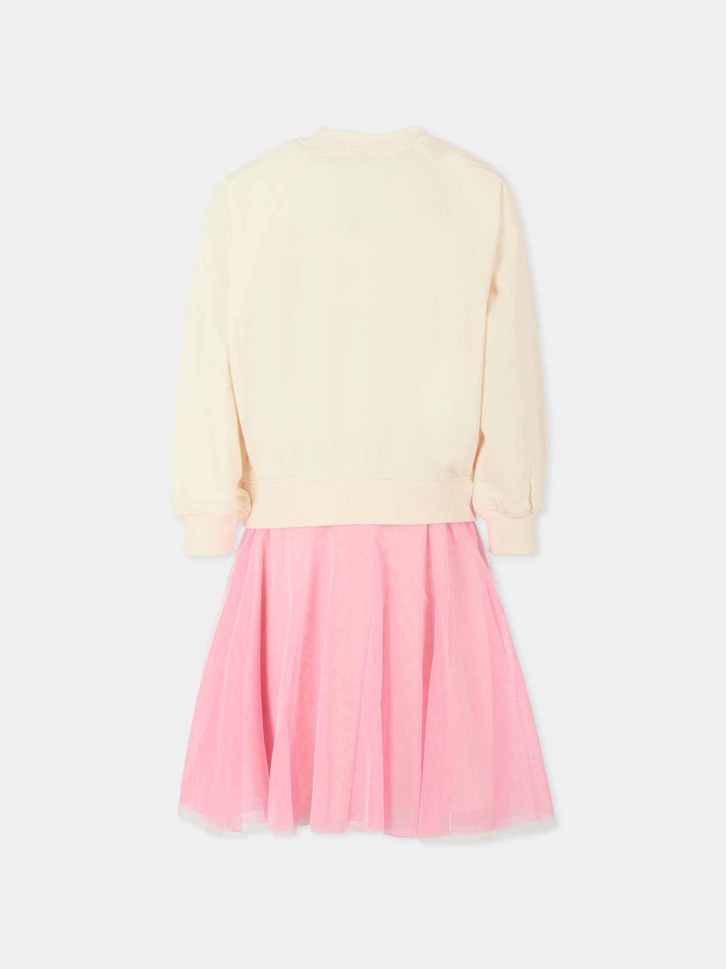 Vestito avorio per bambina con scritta,Billieblush,U21293 121