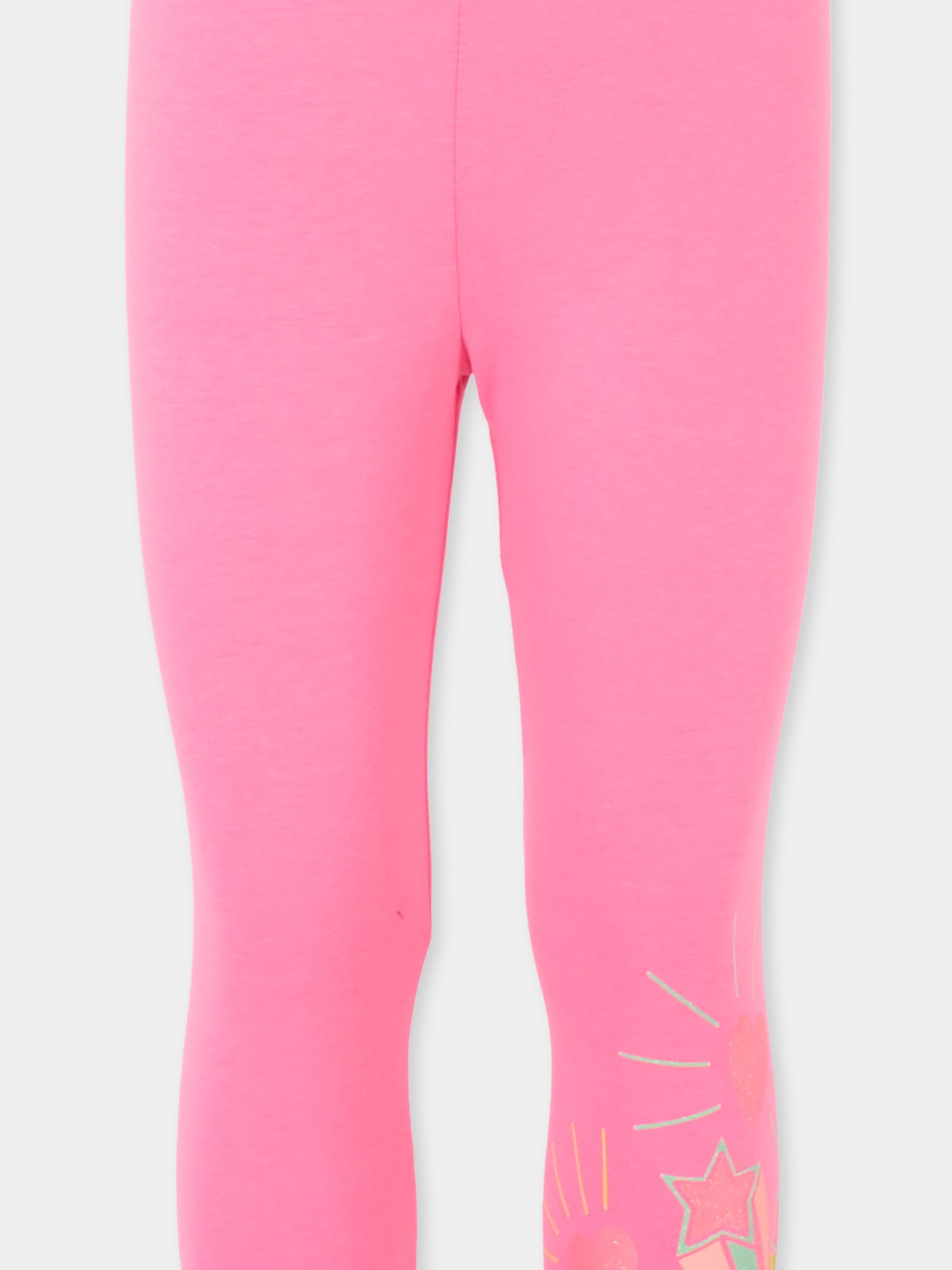 Leggings rosa per bambina con cuori e stella,Billieblush,U21321 473