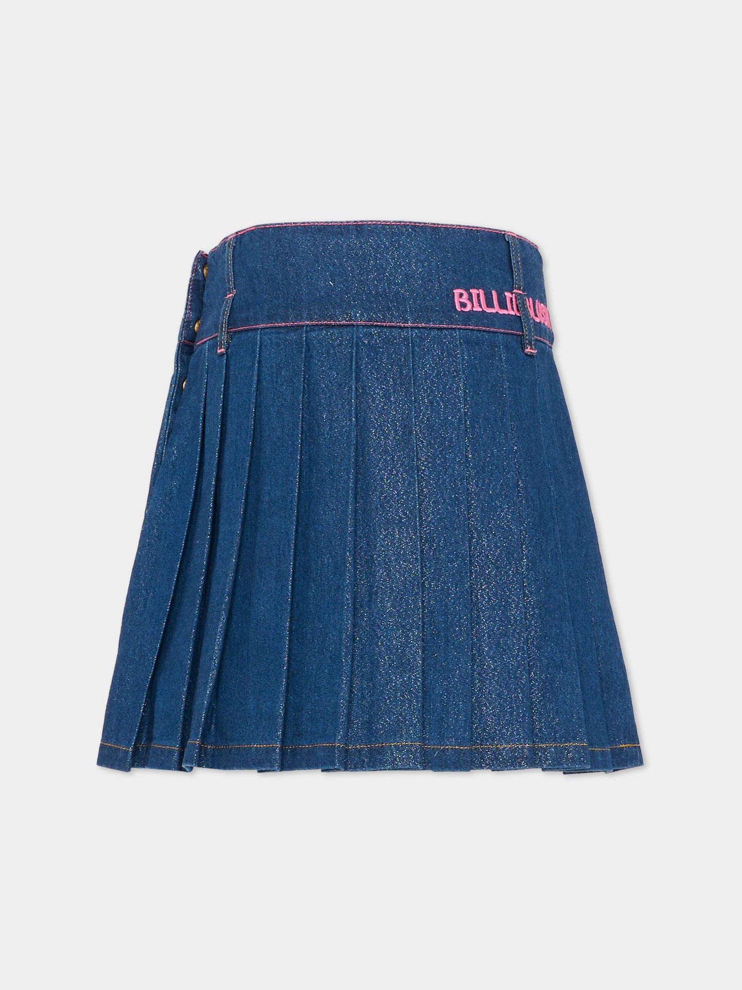 Gonna blu per bambina con logo ricamato,Billieblush,U21322 Z10