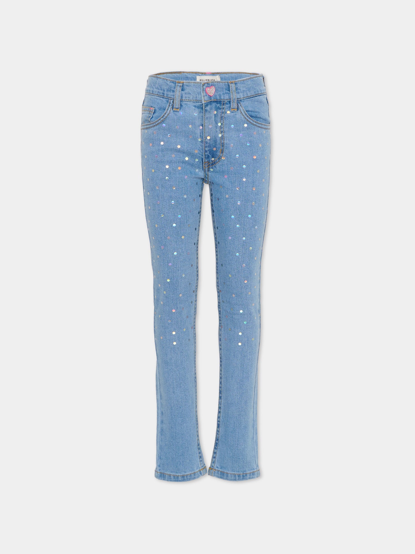 Jeans denim per bambina con pois,Billieblush,U21328 Z13