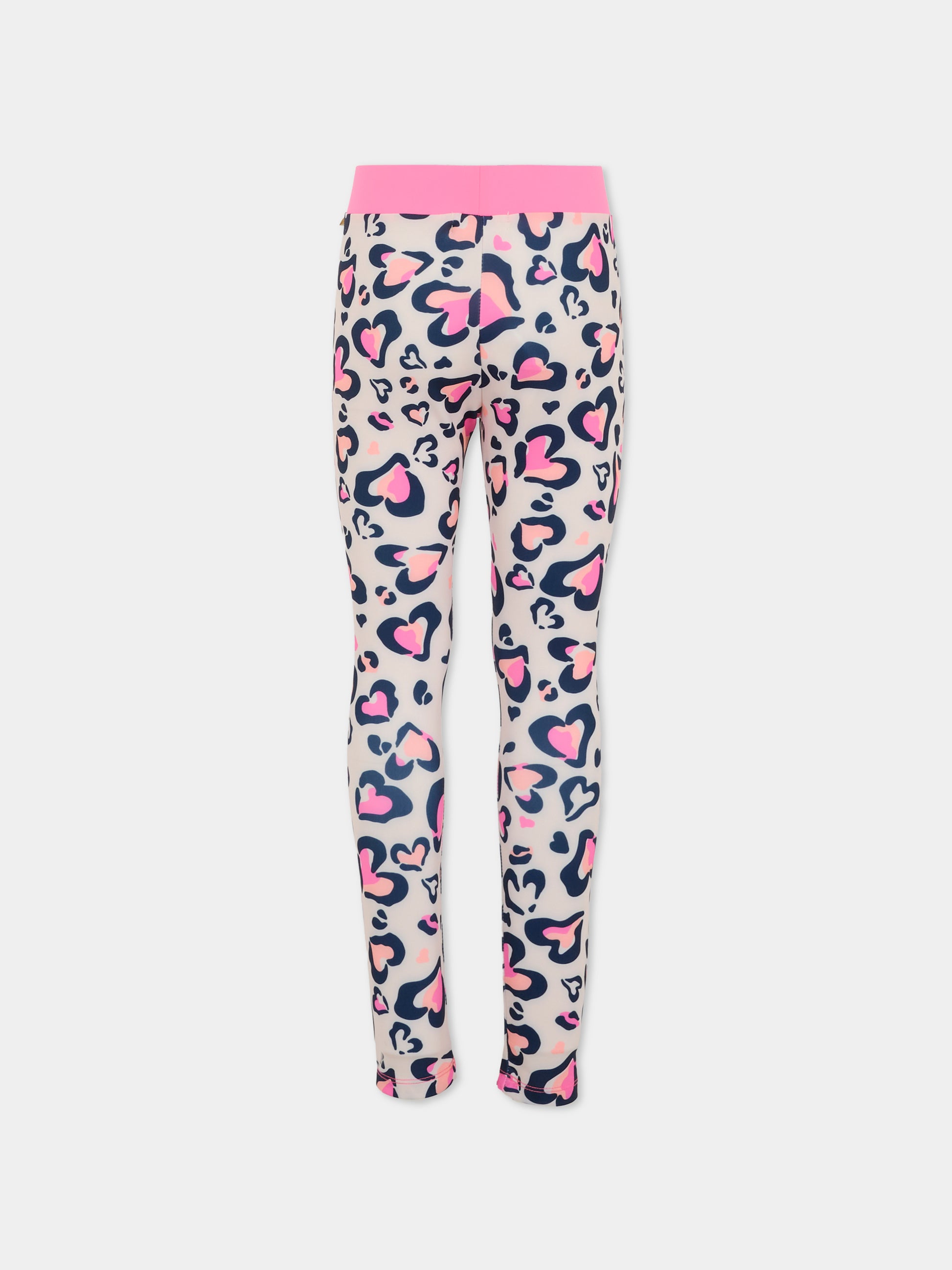 Leggings rosa per bambina con stampa cuori,Billieblush,U21334 47V