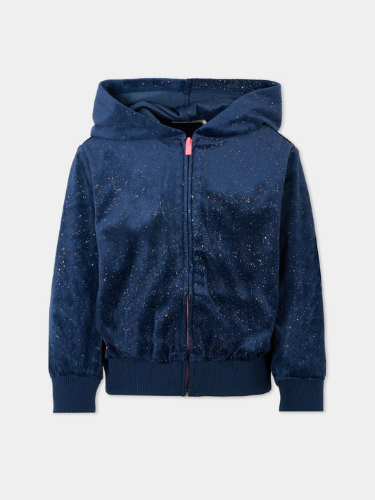 Felpa blu per bambina con lurex,Billieblush,U21365 85T