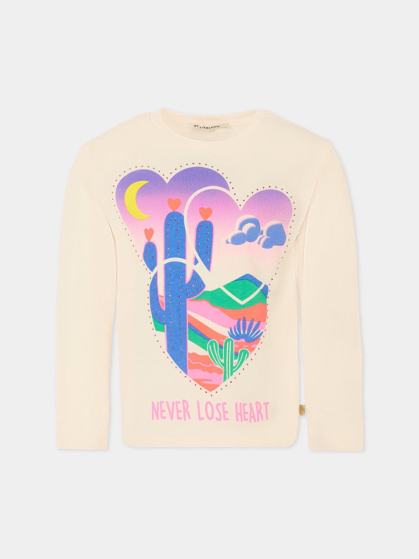 T-shirt rosa per bambina con cactus,Billieblush,U21402 47V