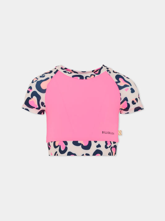 Top rosa per bambina con stampa cuori,Billieblush,U21410 473