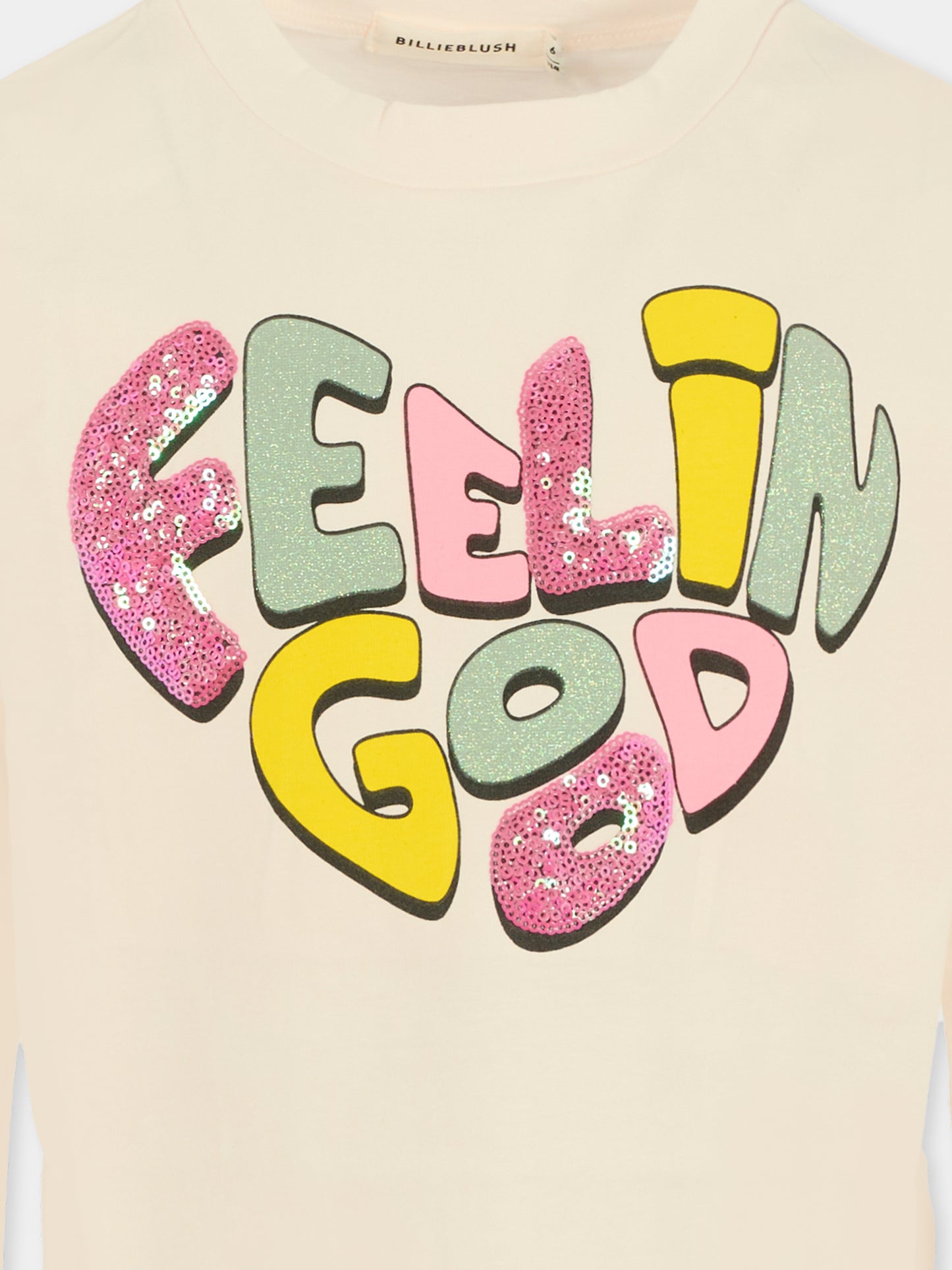 T-shirt avorio per bambina con scritta,Billieblush,U21424 121