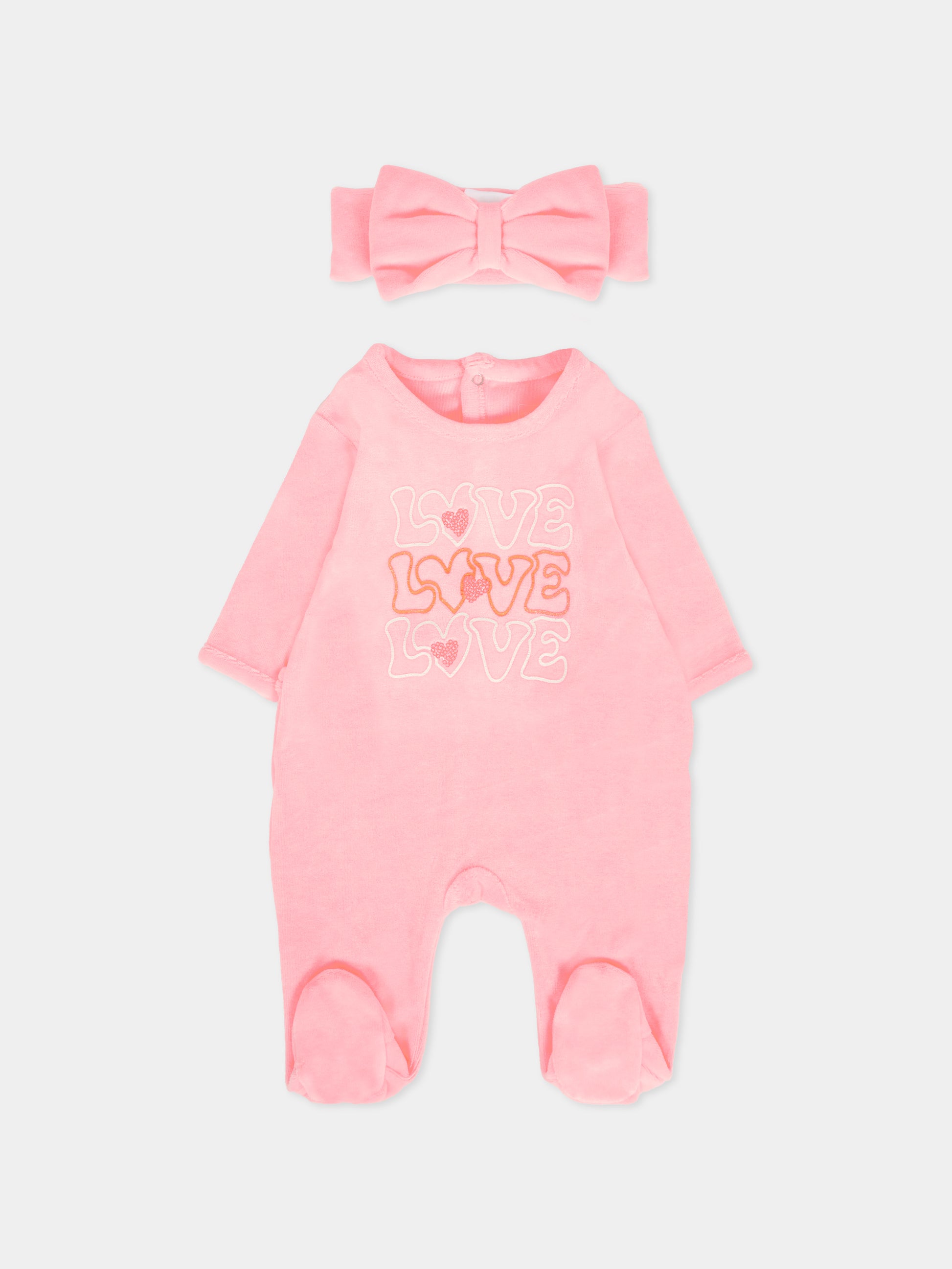 Set tutina rosa per neonata con logo,Billieblush,U21431 408