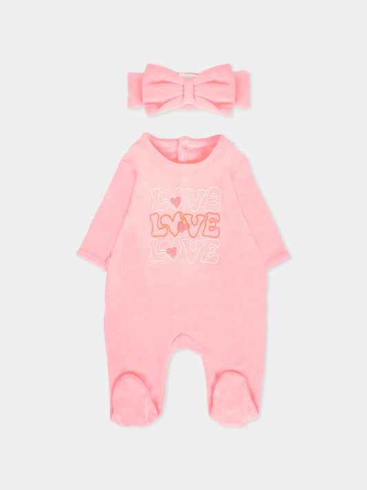 Set tutina rosa per neonata con logo,Billieblush,U21431 408