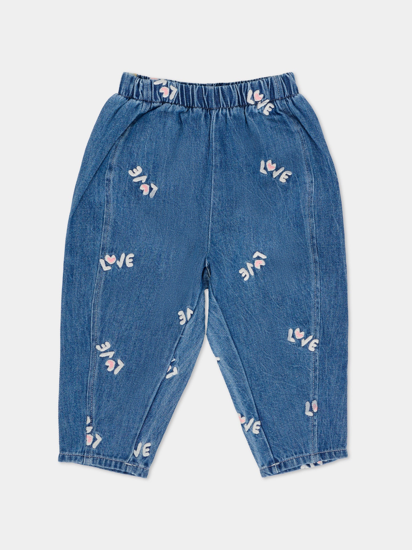 Jeans denim per neonata con scritta all over,Billieblush,U21450 Z10
